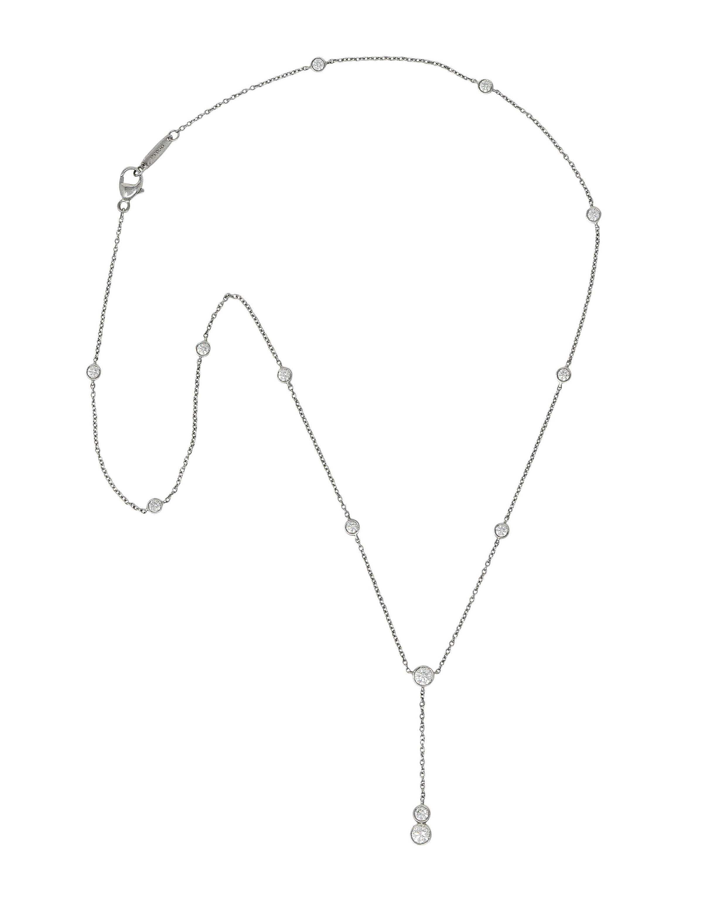 Tiffany & Co. Elsa Peretti 1.00 CTW Diamond Platinum Diamonds By The Yard Lariat NecklaceNecklace - Wilson's Estate Jewelry