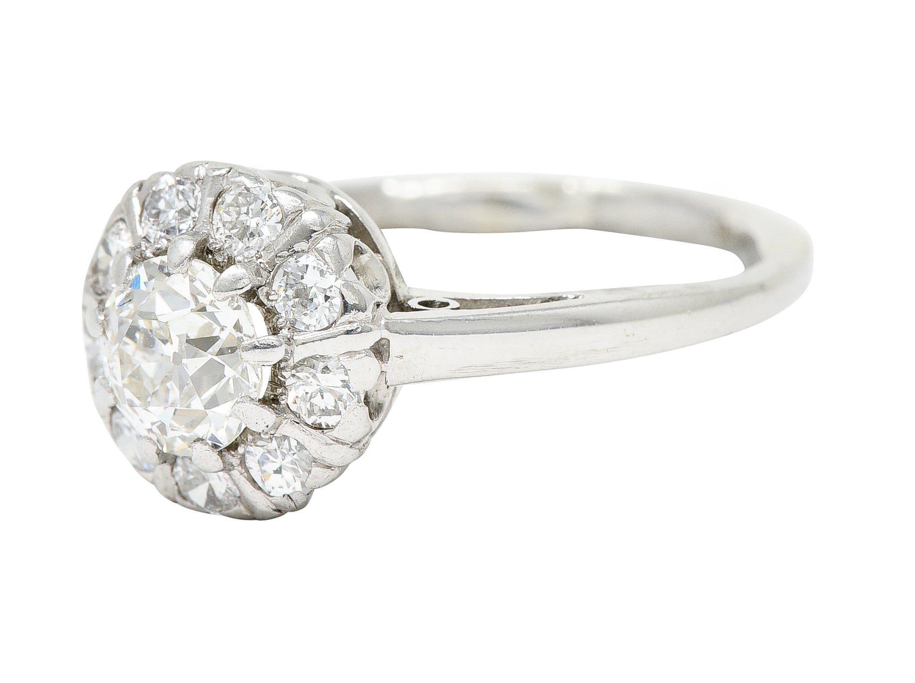 Art Deco 1.02 CTW Diamond Platinum Cluster Engagement RingRings - Wilson's Estate Jewelry