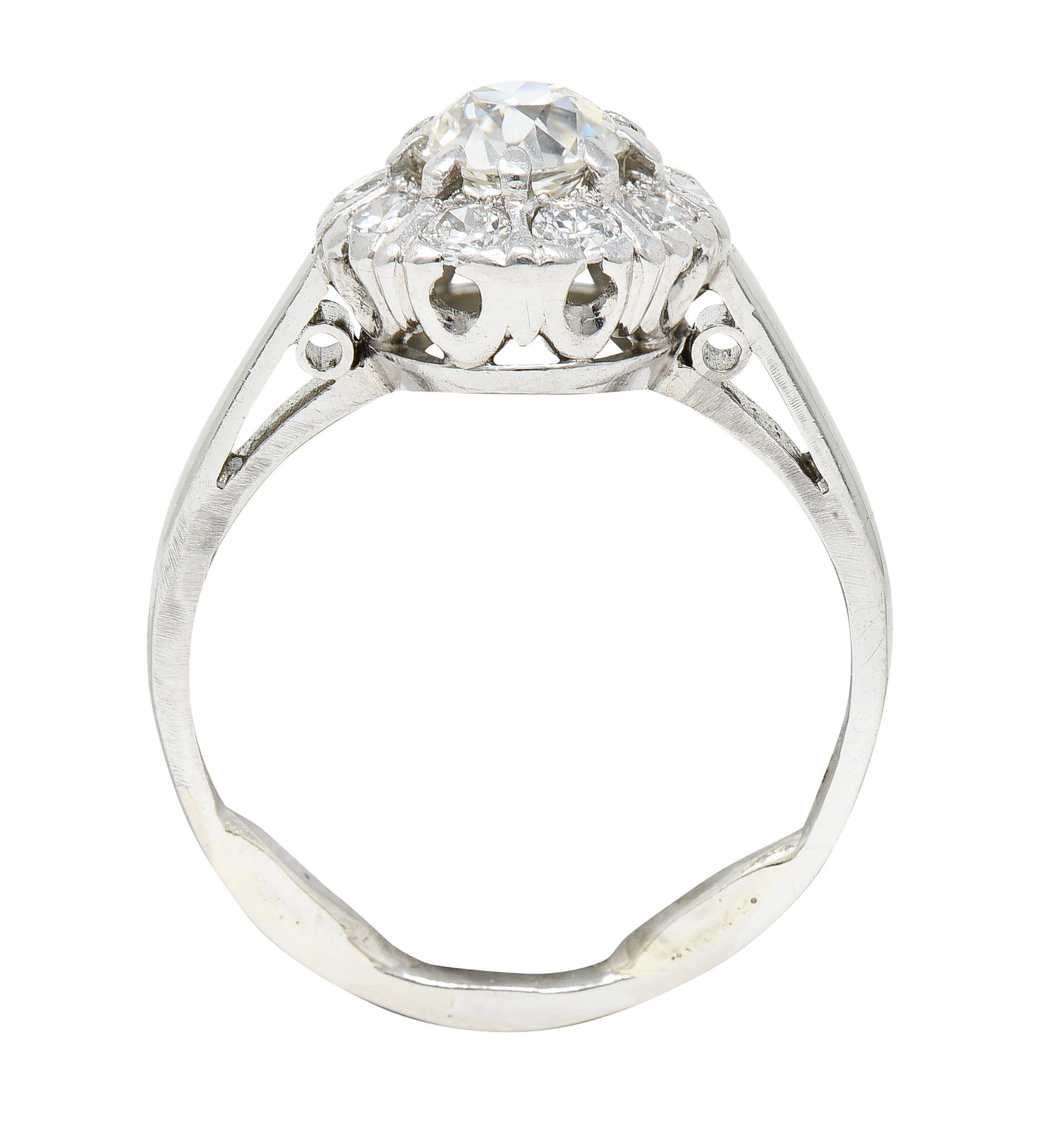 Art Deco 1.02 CTW Diamond Platinum Cluster Engagement RingRings - Wilson's Estate Jewelry