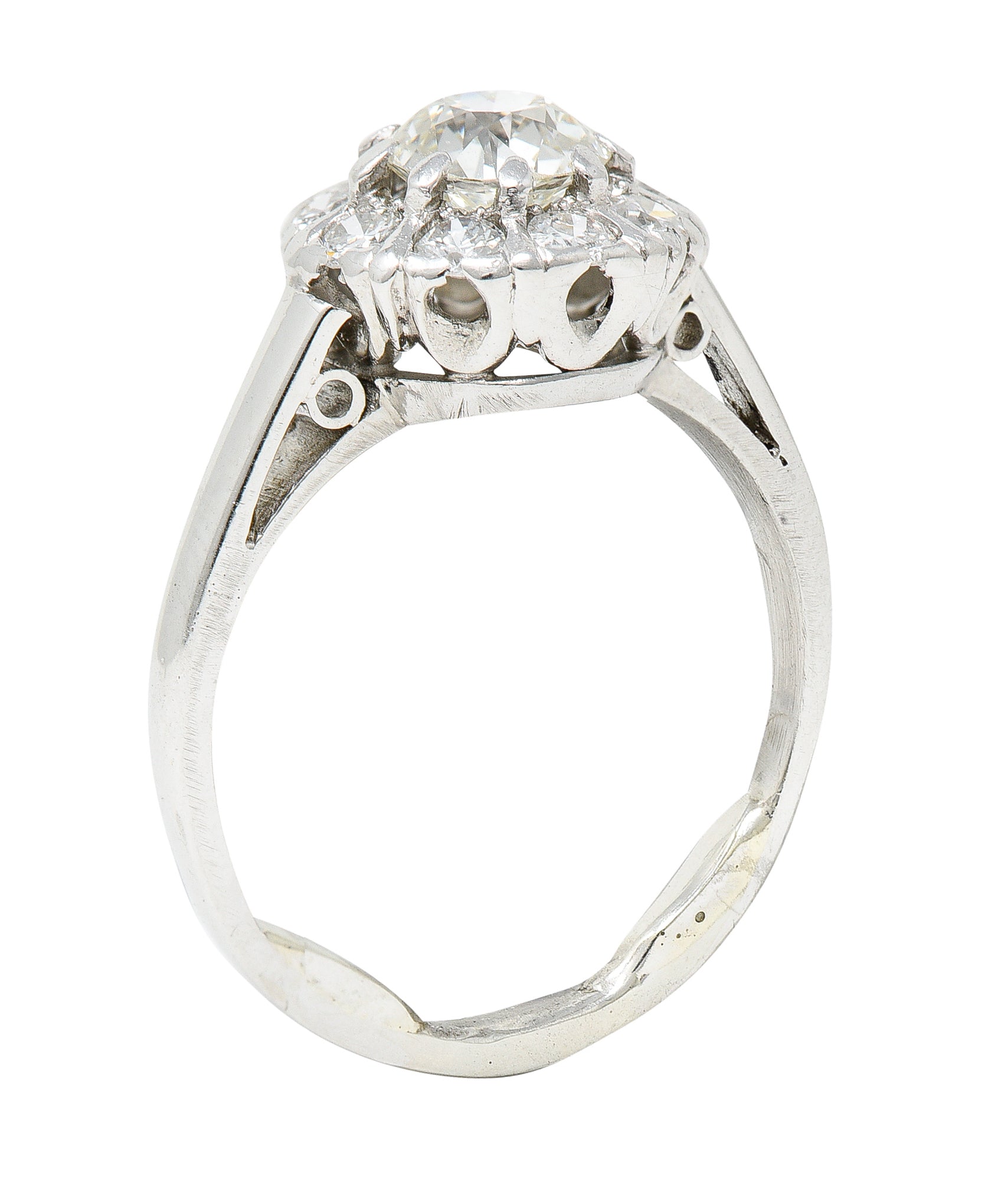 Art Deco 1.02 CTW Diamond Platinum Cluster Engagement RingRings - Wilson's Estate Jewelry