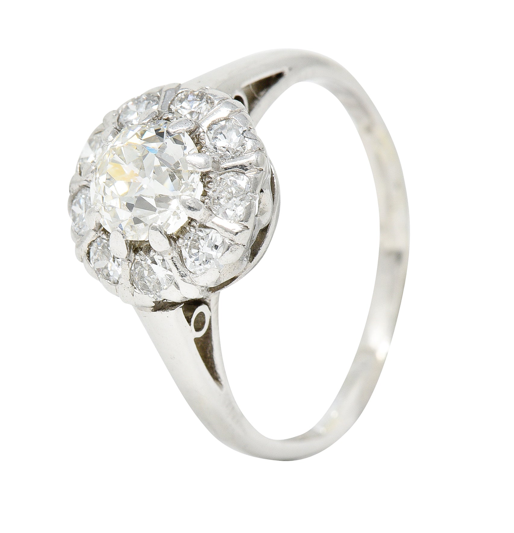 Art Deco 1.02 CTW Diamond Platinum Cluster Engagement RingRings - Wilson's Estate Jewelry