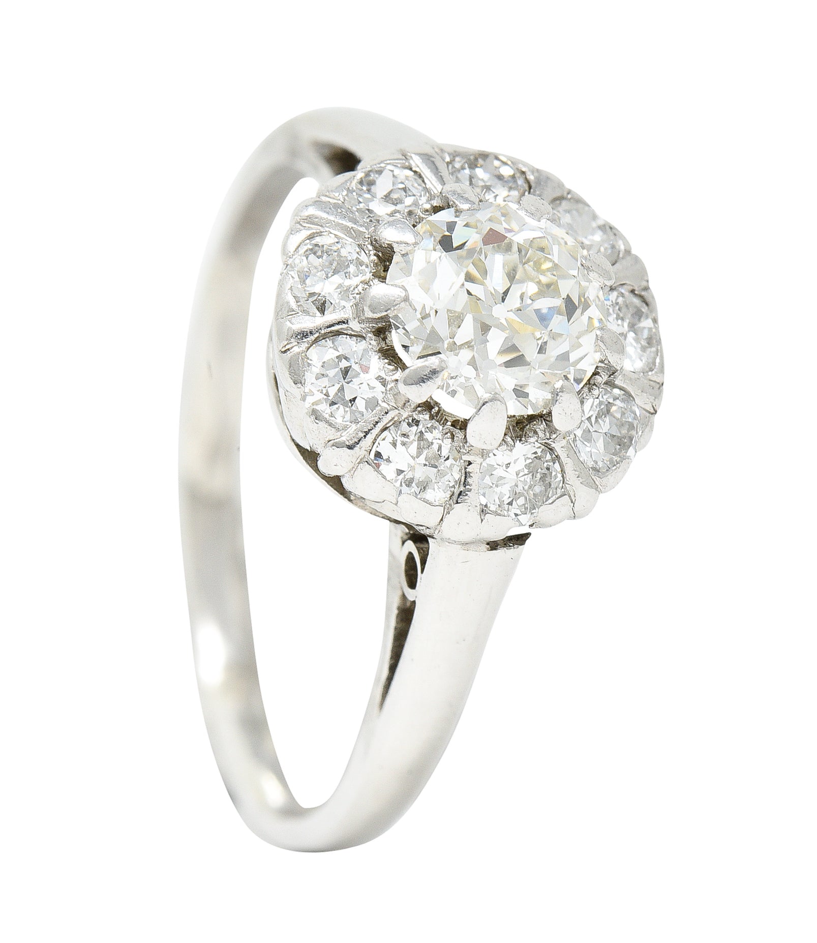 Art Deco 1.02 CTW Diamond Platinum Cluster Engagement RingRings - Wilson's Estate Jewelry