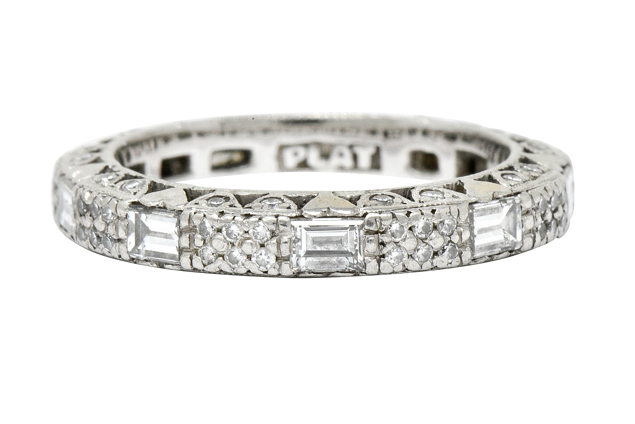 Tacori 1.45 CTW Diamond Platinum Pave Heart Eternity Stacking Band - Wilson's Estate Jewelry