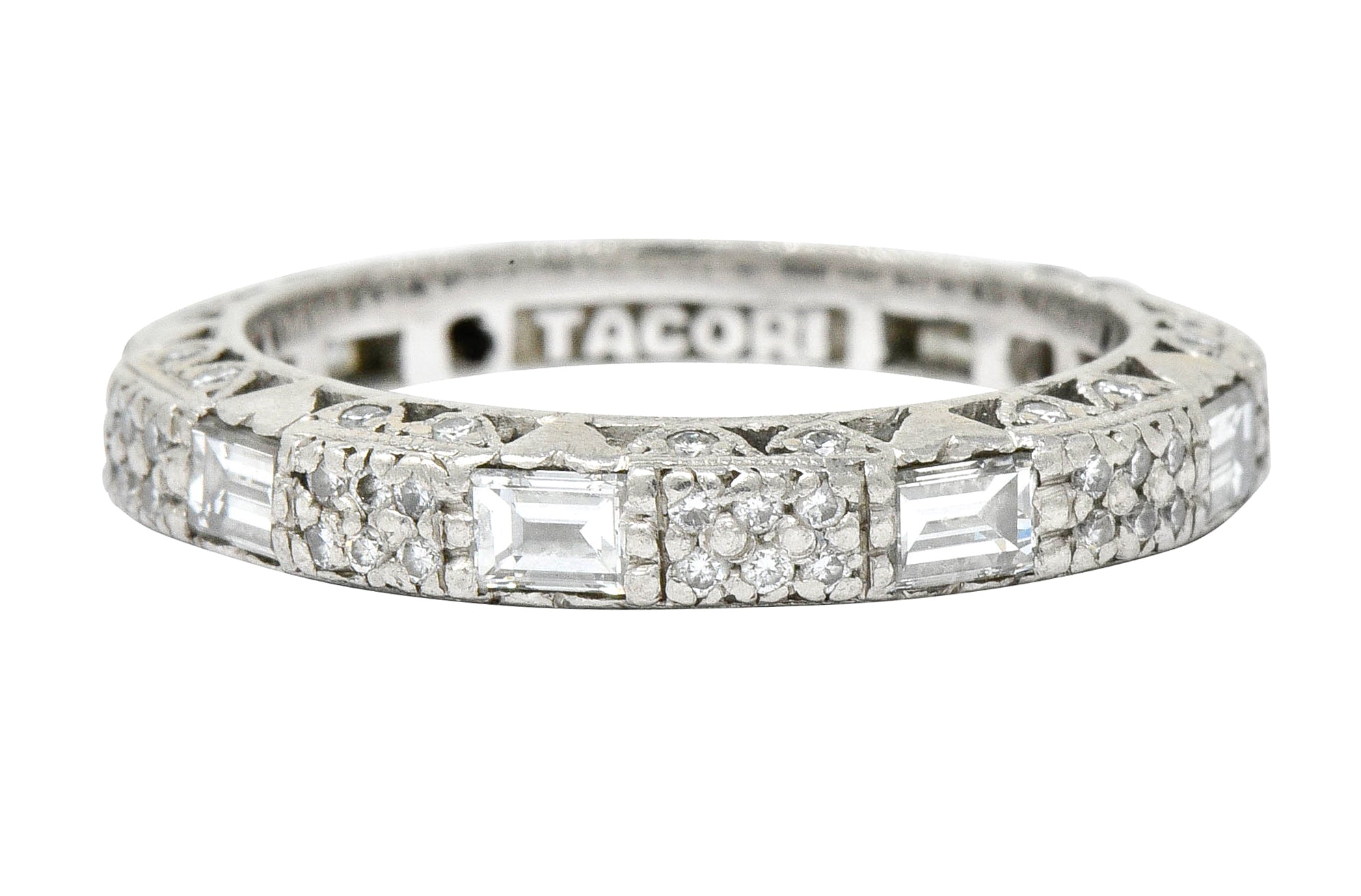 Tacori 1.45 CTW Diamond Platinum Pave Heart Eternity Stacking Band - Wilson's Estate Jewelry