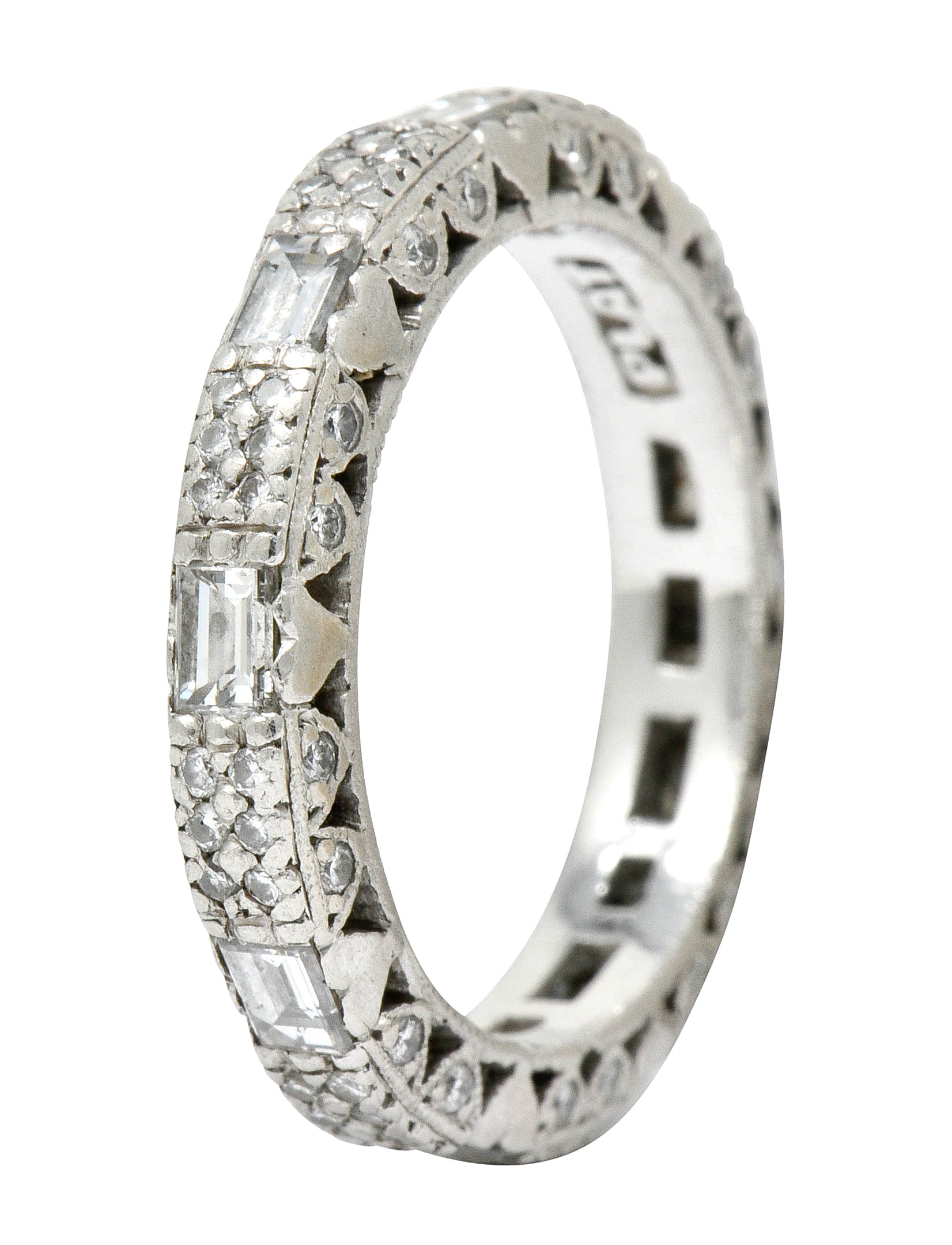 Tacori 1.45 CTW Diamond Platinum Pave Heart Eternity Stacking Band - Wilson's Estate Jewelry