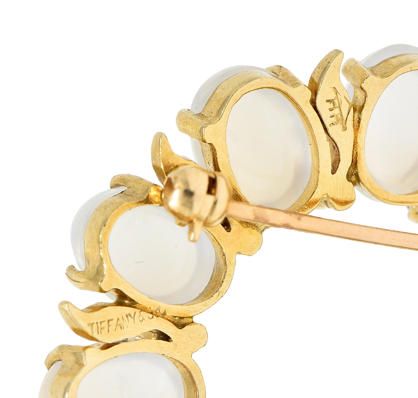 Tiffany & Co. Retro Sapphire Moonstone 14 Karat Gold Wreath BroochBrooches & Lapel Pins - Wilson's Estate Jewelry