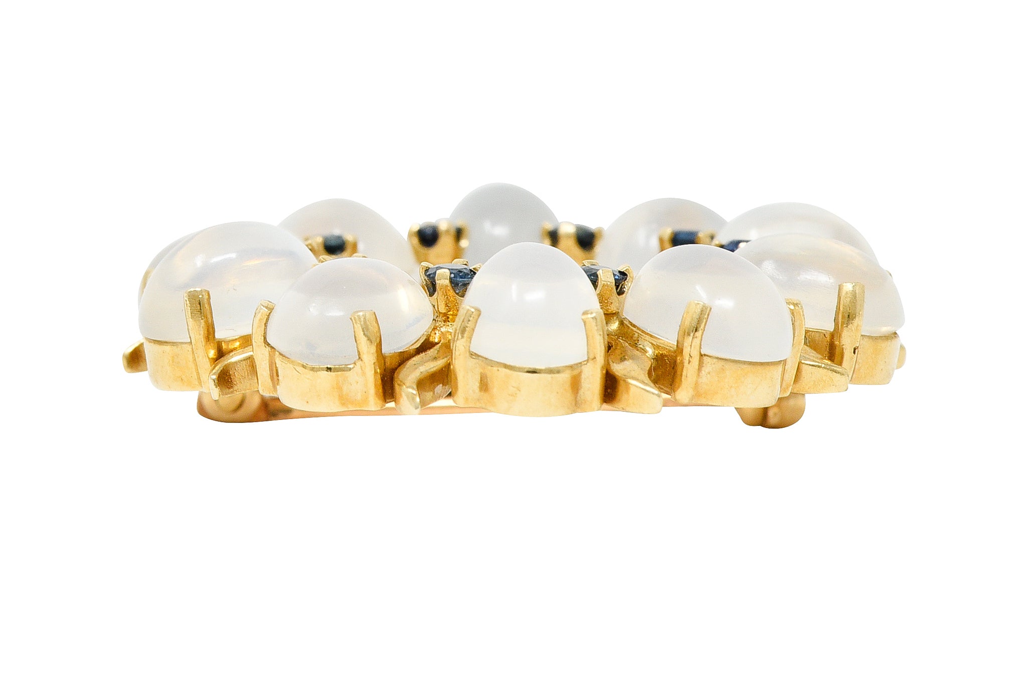 Tiffany & Co. Retro Sapphire Moonstone 14 Karat Gold Wreath BroochBrooches & Lapel Pins - Wilson's Estate Jewelry