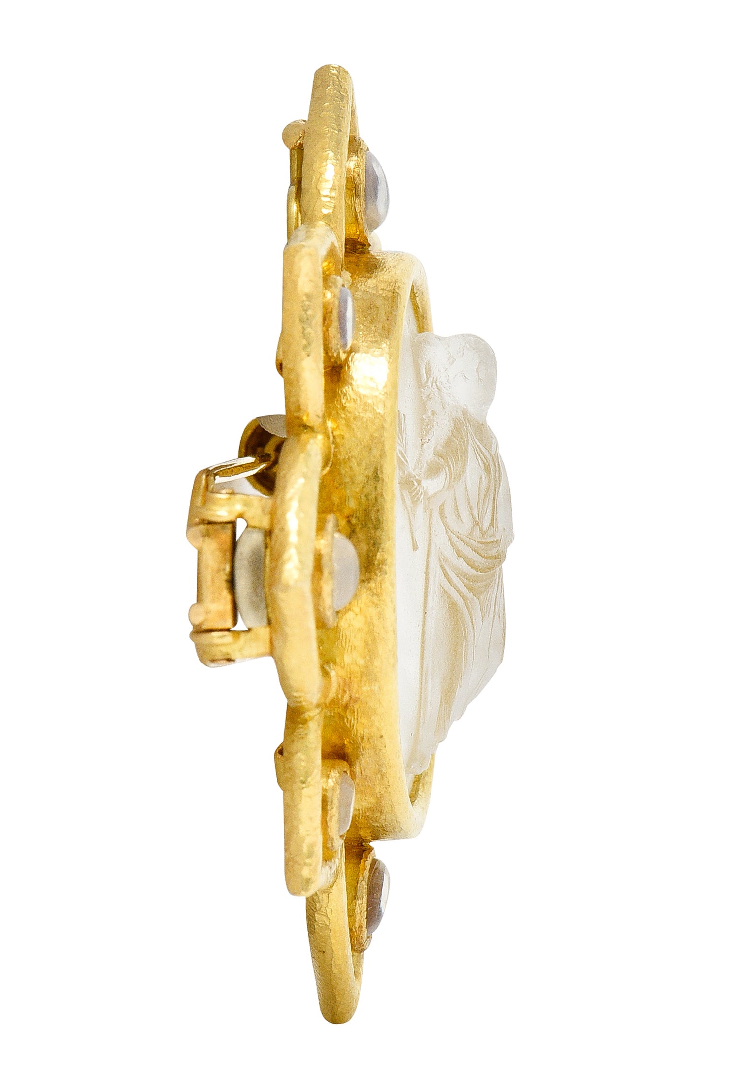 Elizabeth Locke Moonstone Venetian Glass Mother-Of-Pearl 18 Karat Gold Goddess Enhancer Pendant BroochBrooches & Lapel Pins - Wilson's Estate Jewelry