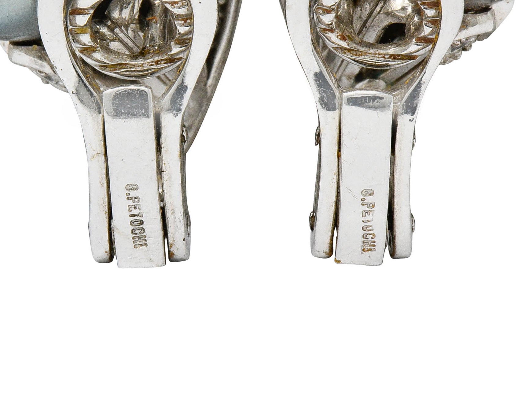 Petochi Vintage 3.25 CTW Diamond Cultured Pearl Platinum Ear-Clip Earrings - Wilson's Estate Jewelry