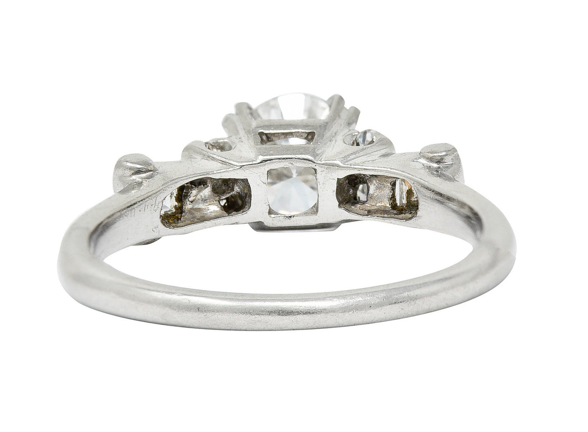 1940's C.D. Peacock 0.95 CTW Diamond Platinum Engagement Ring GIARing - Wilson's Estate Jewelry