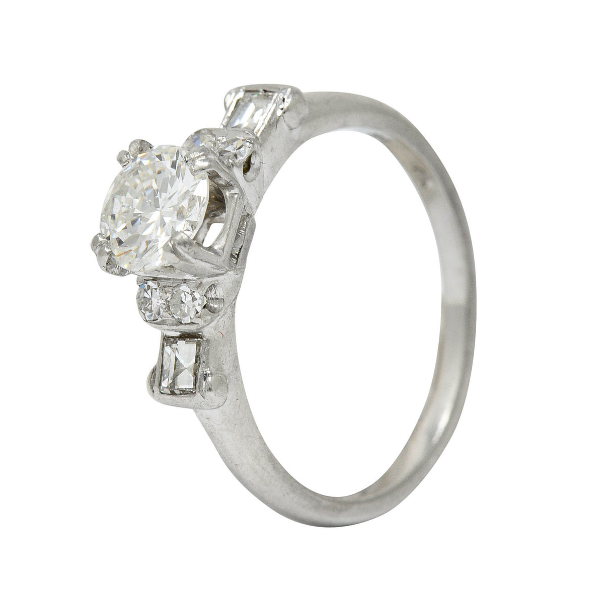 1940's C.D. Peacock 0.95 CTW Diamond Platinum Engagement Ring GIARing - Wilson's Estate Jewelry