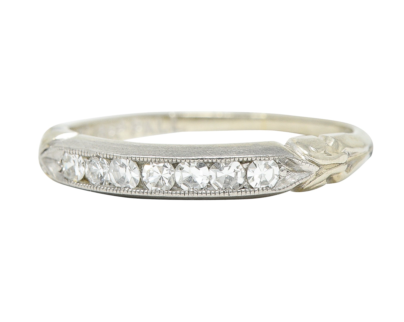 Abel Bros Art Deco 0.25 CTW Single Cut Diamond Platinum-Topped 18 Karat White Gold Band Ring Wilson's Estate Jewelry