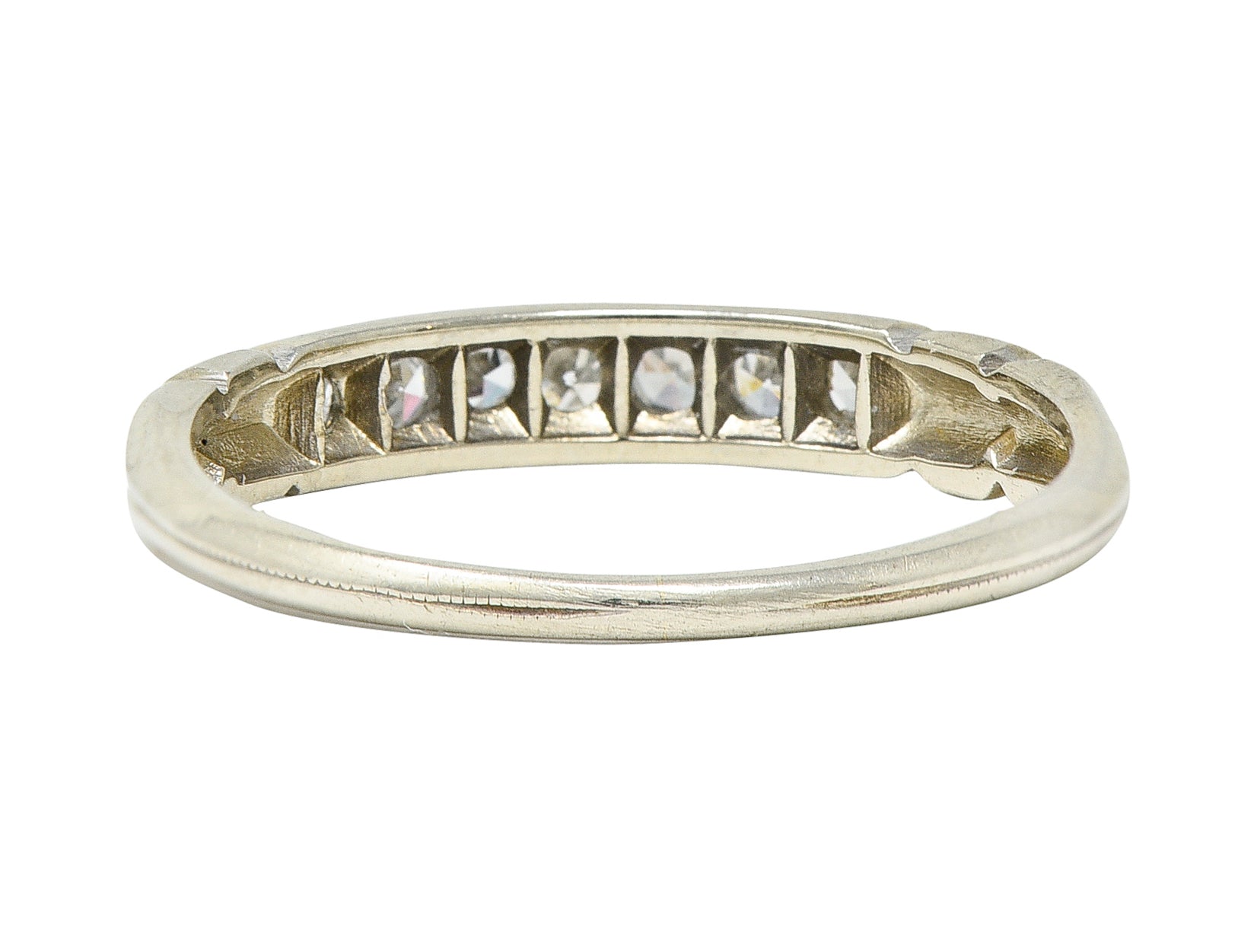 Abel Bros Art Deco 0.25 CTW Single Cut Diamond Platinum-Topped 18 Karat White Gold Band Ring Wilson's Estate Jewelry