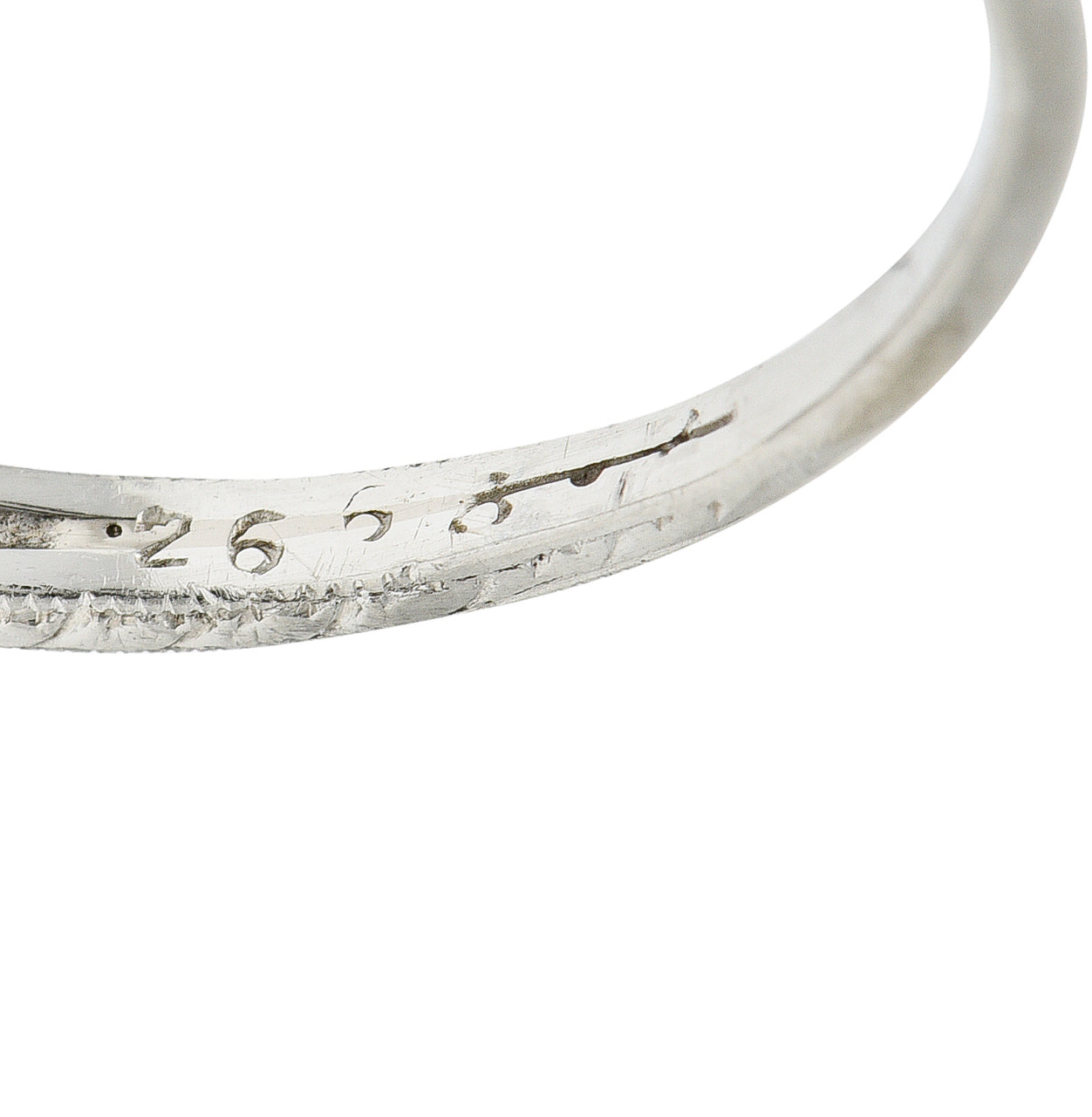 Late Edwardian Wheeler & Co. 1.48 CTW Diamond Platinum Engraved Engagement RingRing - Wilson's Estate Jewelry