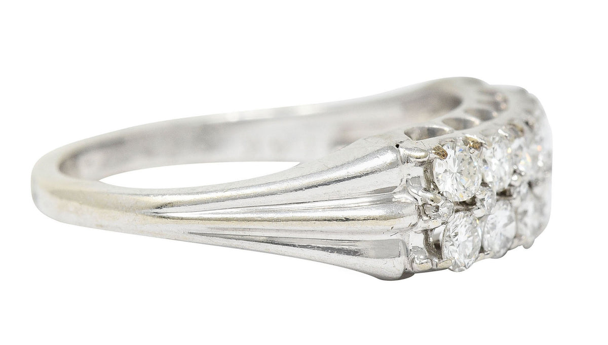 1929 Art Deco 1.00 CTW Diamond 14 Karat White Gold Double Row Band RingRing - Wilson's Estate Jewelry