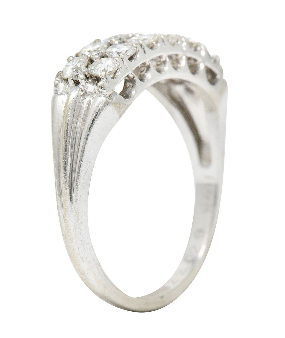 1929 Art Deco 1.00 CTW Diamond 14 Karat White Gold Double Row Band RingRing - Wilson's Estate Jewelry