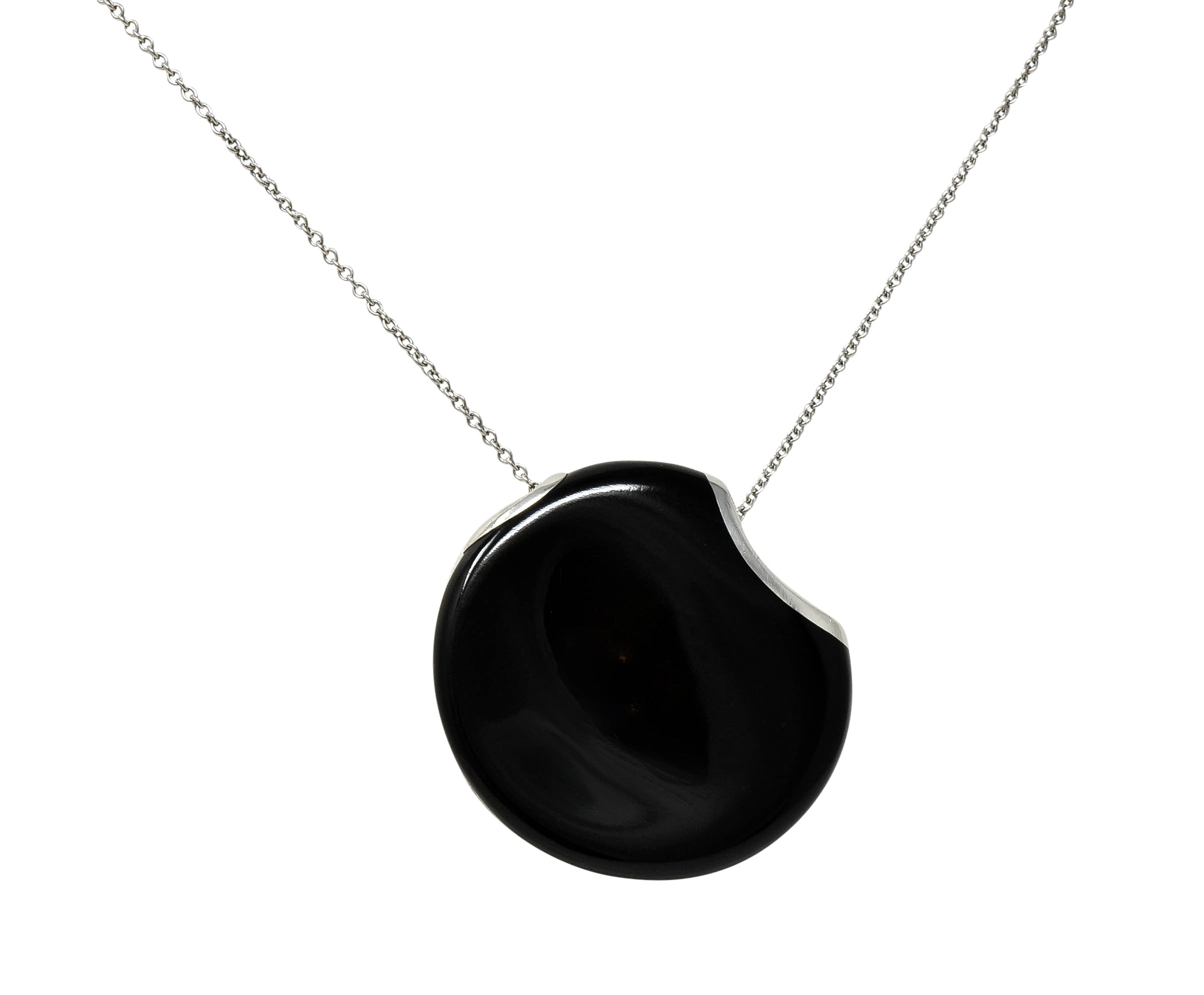 Elsa Peretti Tiffany & Co. Onyx Platinum Touchstone Pendant NecklaceNecklace - Wilson's Estate Jewelry