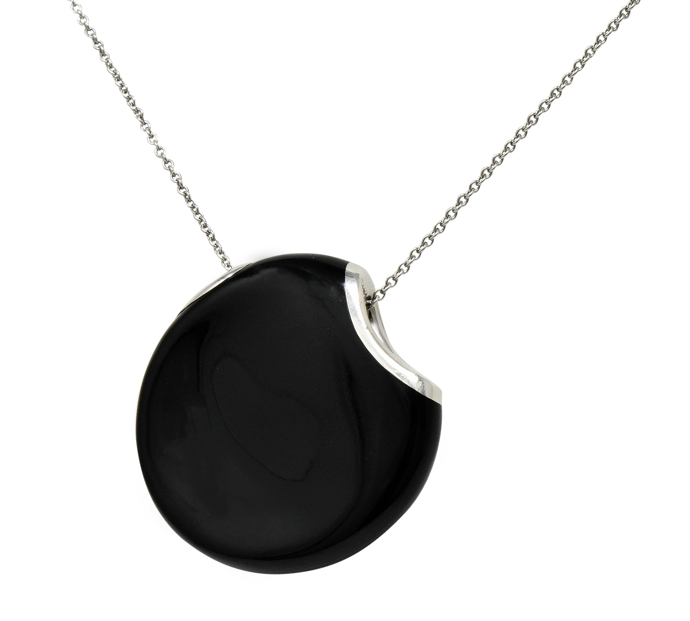 Elsa Peretti Tiffany & Co. Onyx Platinum Touchstone Pendant NecklaceNecklace - Wilson's Estate Jewelry