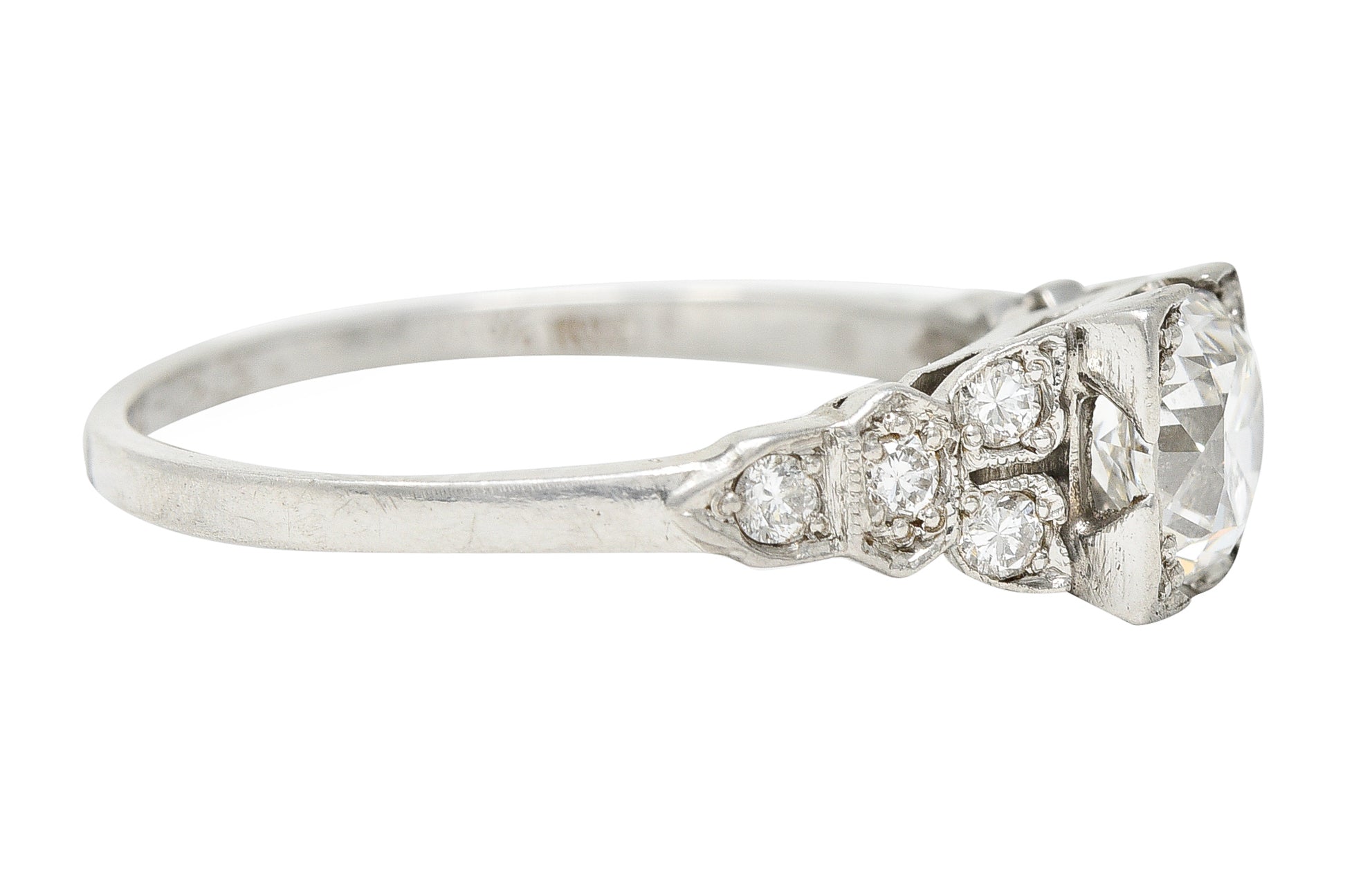 1933 Art Deco 1.02 CTW Diamond Platinum Engagement Ring GIA Wilson's Estate Jewelry