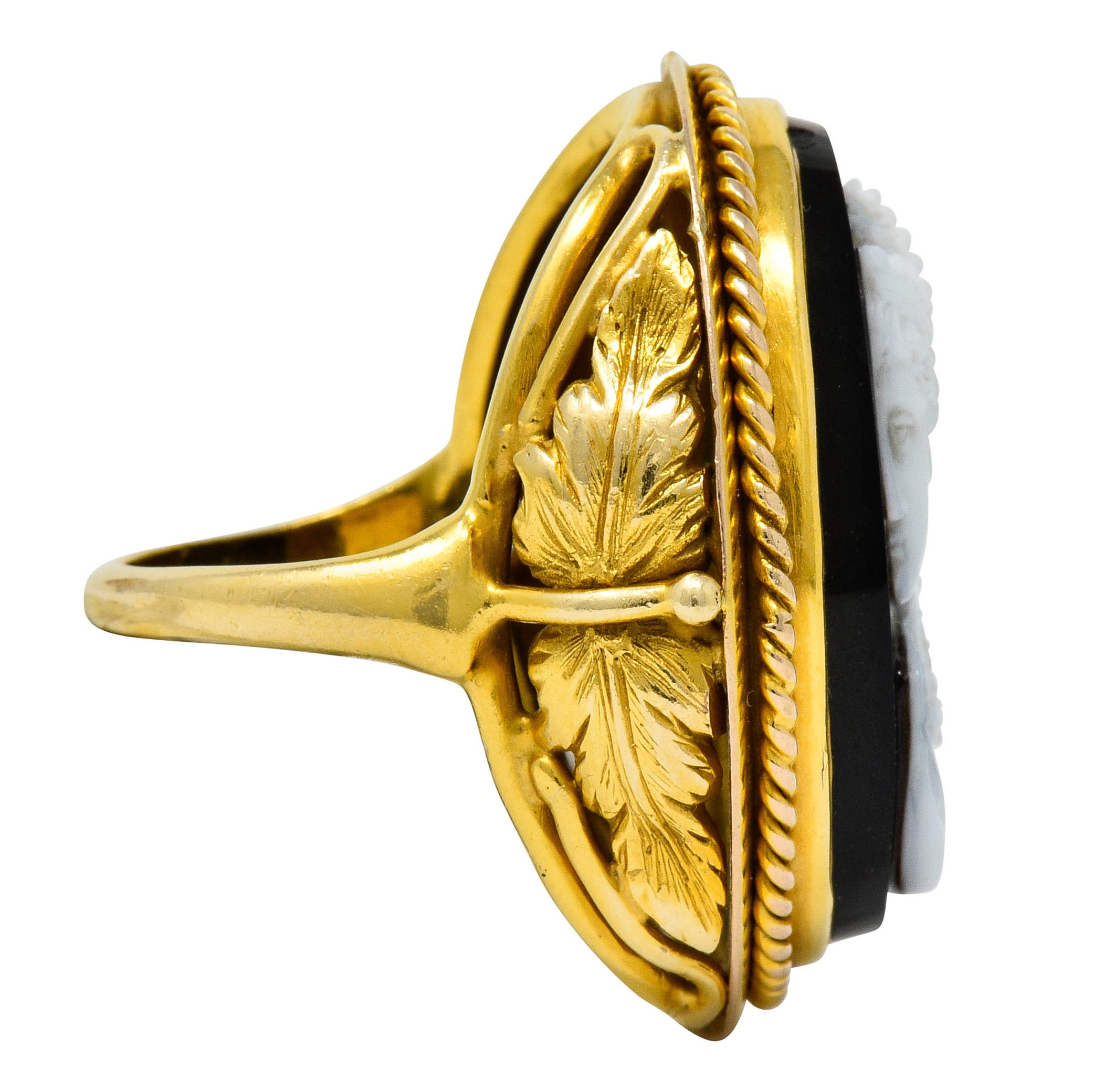 Vintage Hardstone 14 Karat Gold Ornate Cameo Ring Circa 1900 - Wilson's Estate Jewelry
