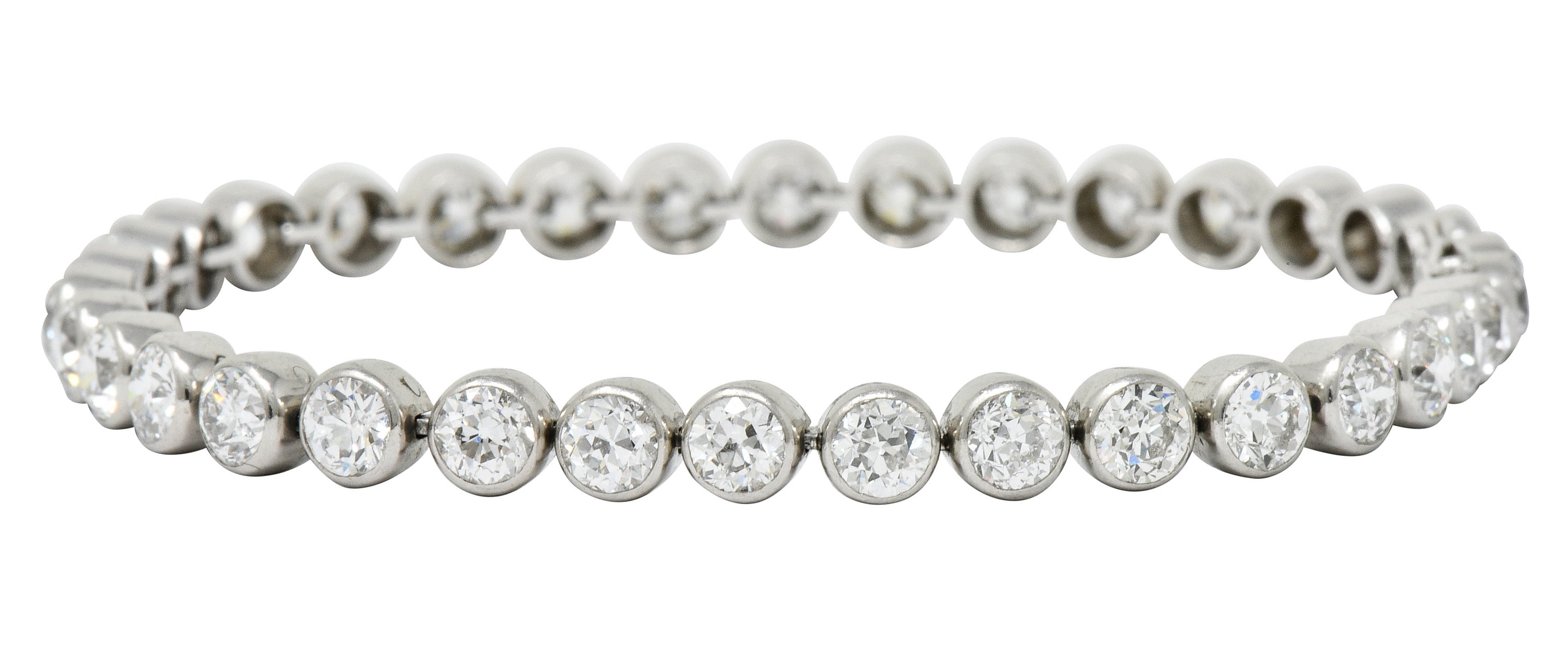 Early Art Deco 11.50 CTW Platinum Round Bezel Line Bracelet Circa 1920 - Wilson's Estate Jewelry