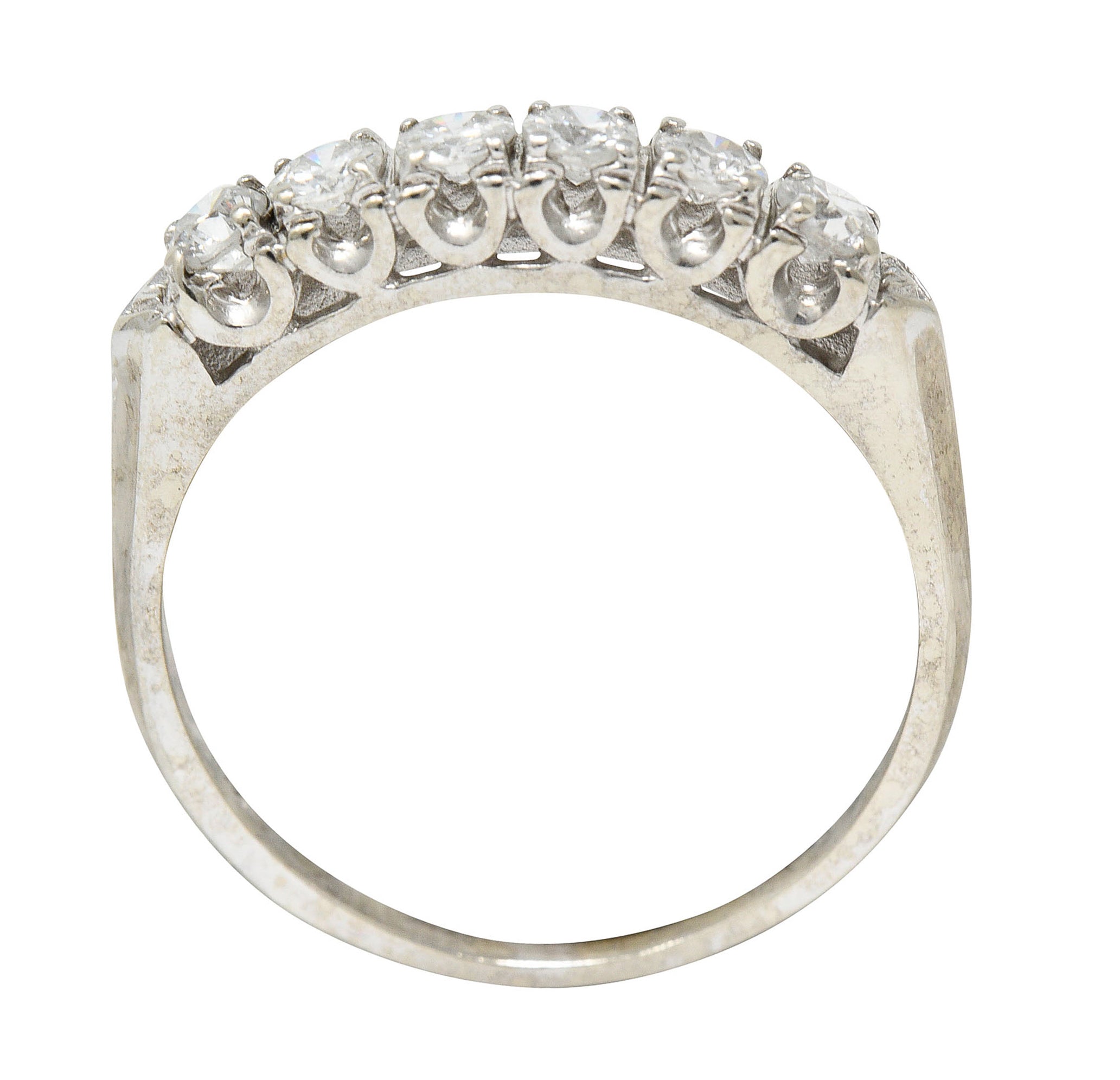 Retro 0.50 CTW Diamond 14 Karat White Gold Fishtail Band RingRing - Wilson's Estate Jewelry