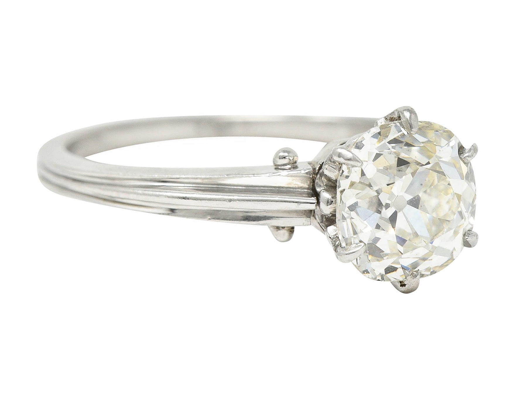Edwardian 1.53 CTW Old Mine Platinum Engagement Ring GIARing - Wilson's Estate Jewelry