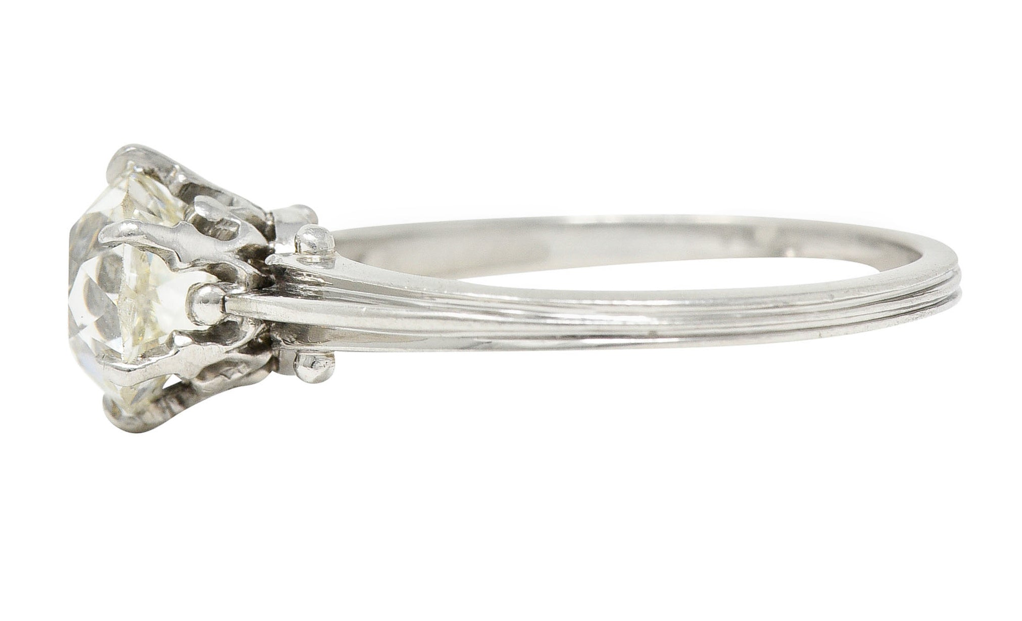 Edwardian 1.53 CTW Old Mine Platinum Engagement Ring GIARing - Wilson's Estate Jewelry