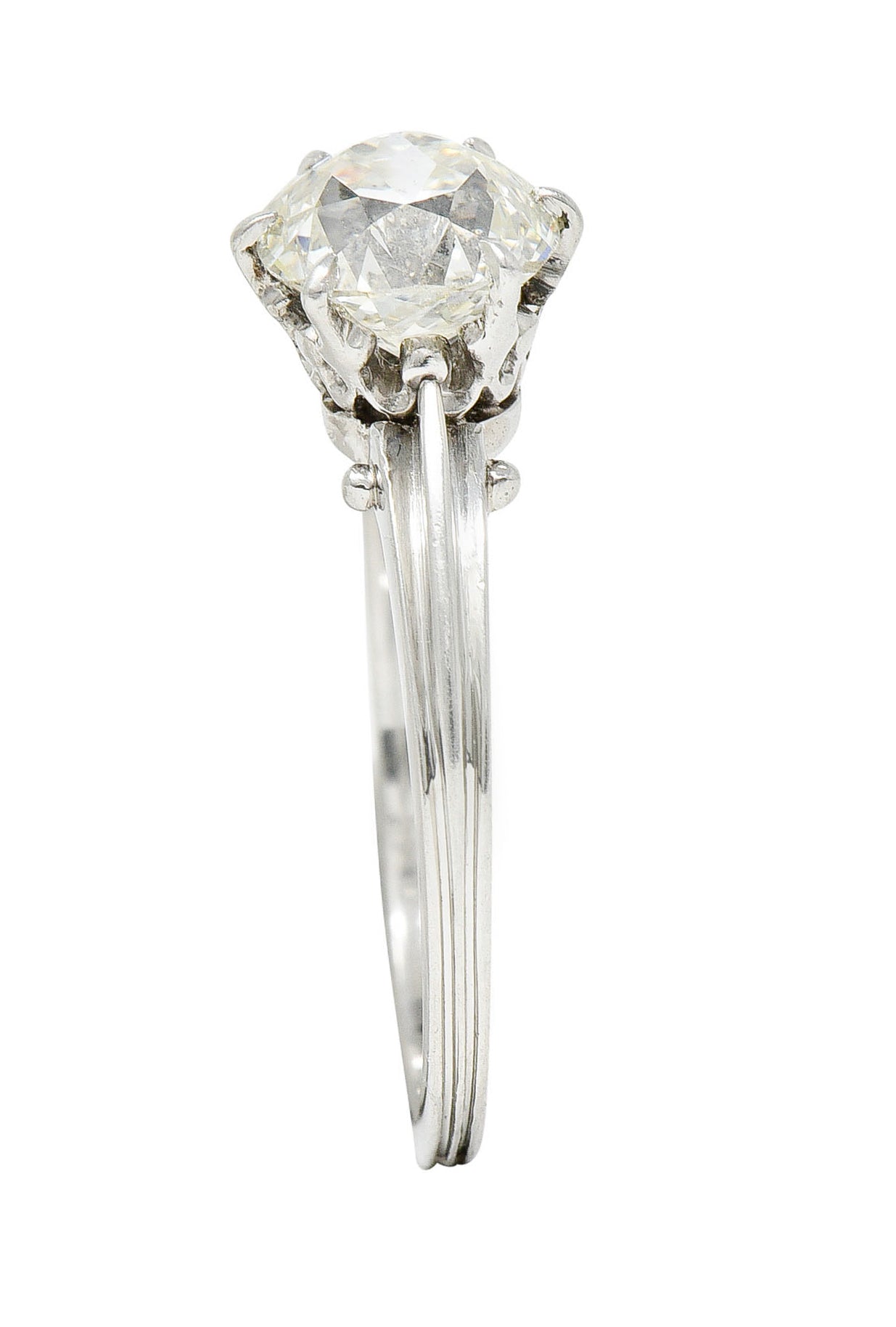Edwardian 1.53 CTW Old Mine Platinum Engagement Ring GIARing - Wilson's Estate Jewelry