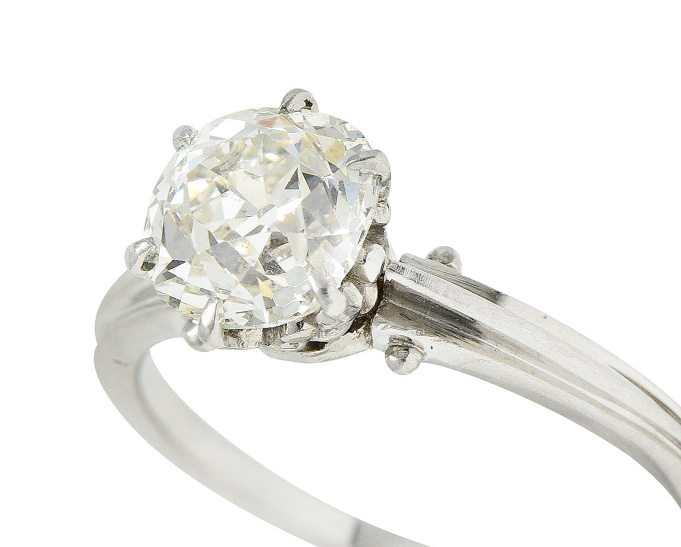Edwardian 1.53 CTW Old Mine Platinum Engagement Ring GIARing - Wilson's Estate Jewelry