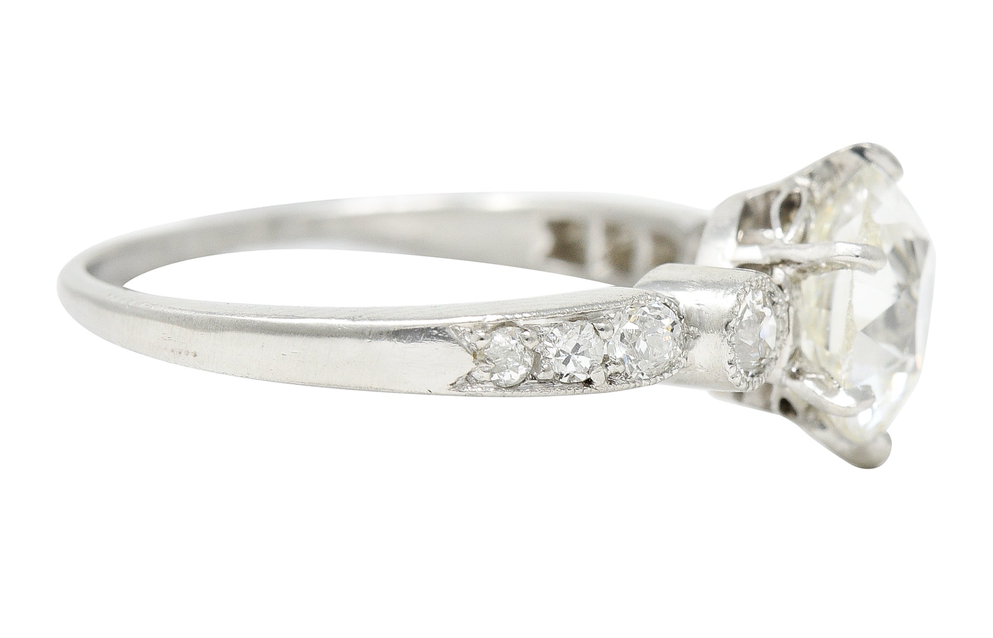 Edwardian 1.95 CTW Old Mine Diamond Platinum Engagement RingRing - Wilson's Estate Jewelry