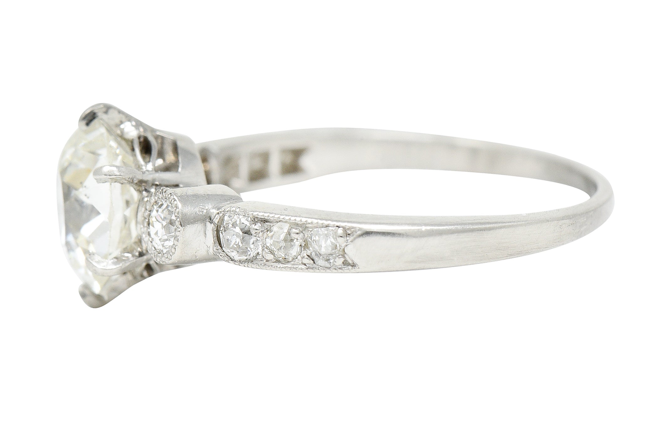 Edwardian 1.95 CTW Old Mine Diamond Platinum Engagement RingRing - Wilson's Estate Jewelry