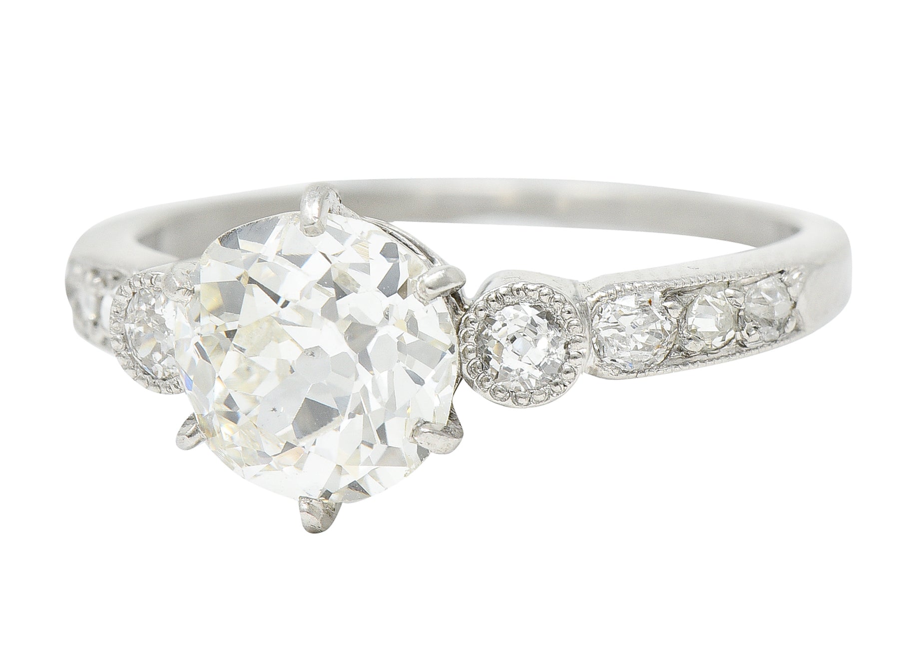 Edwardian 1.95 CTW Old Mine Diamond Platinum Engagement RingRing - Wilson's Estate Jewelry