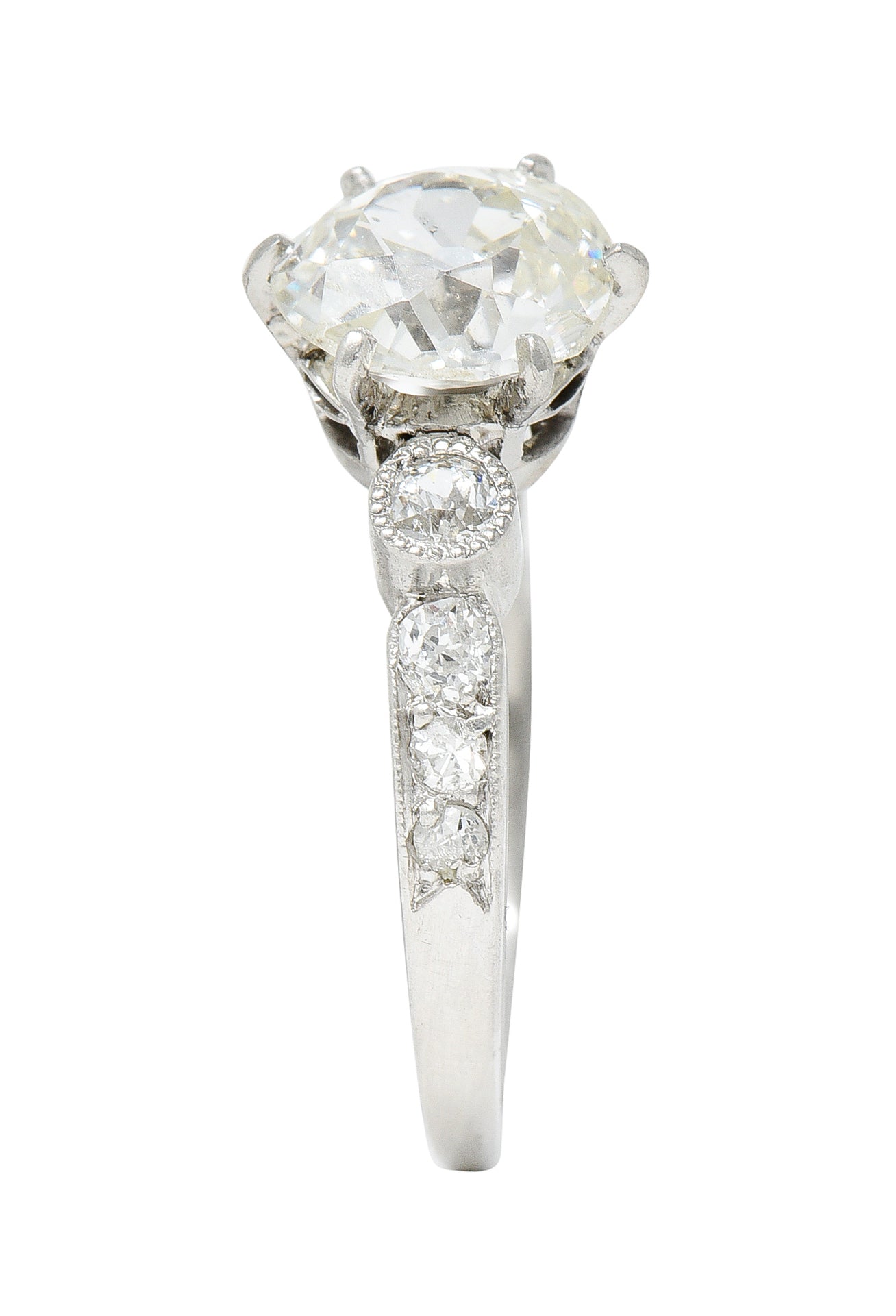 Edwardian 1.95 CTW Old Mine Diamond Platinum Engagement RingRing - Wilson's Estate Jewelry