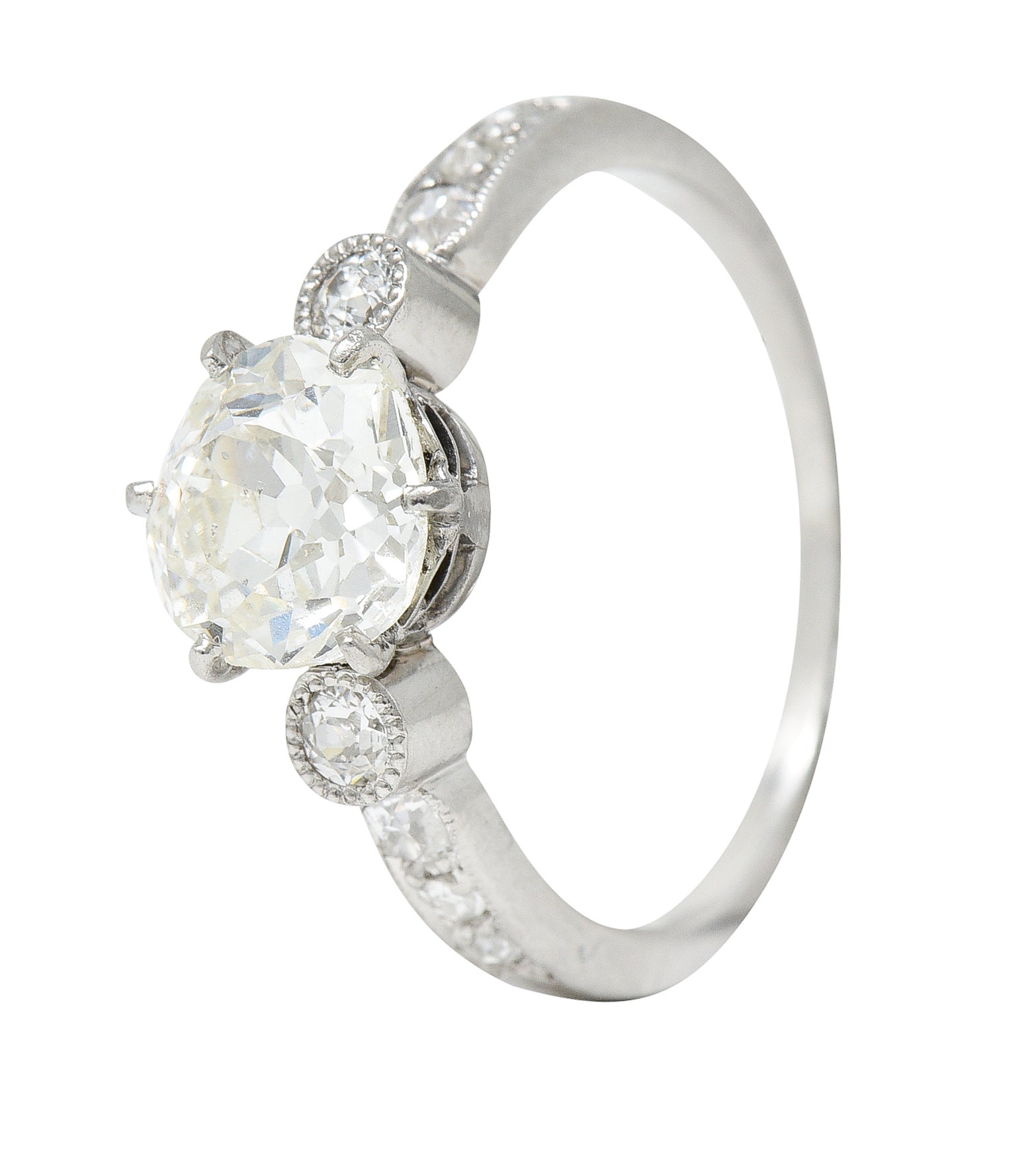 Edwardian 1.95 CTW Old Mine Diamond Platinum Engagement RingRing - Wilson's Estate Jewelry
