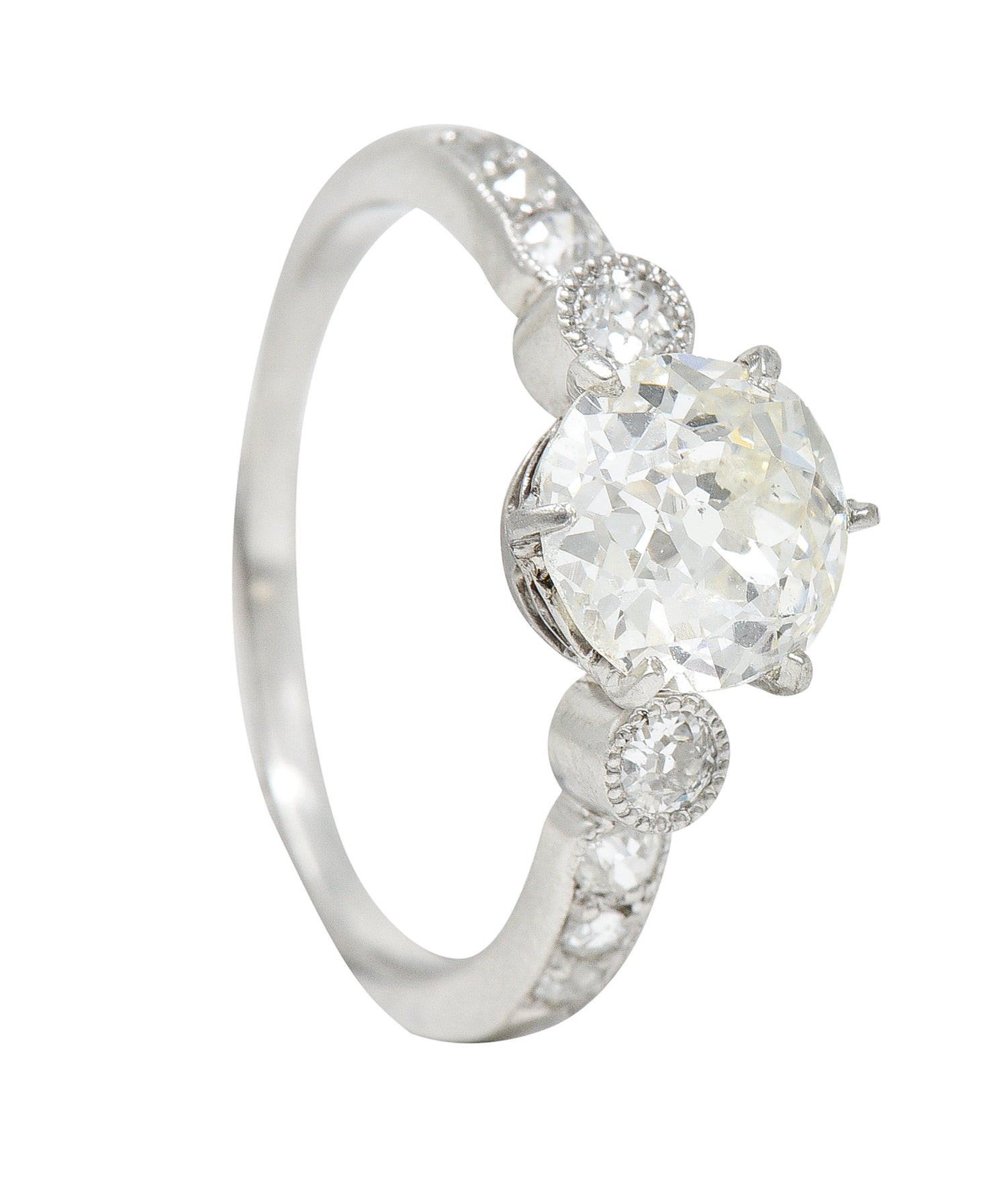 Edwardian 1.95 CTW Old Mine Diamond Platinum Engagement RingRing - Wilson's Estate Jewelry
