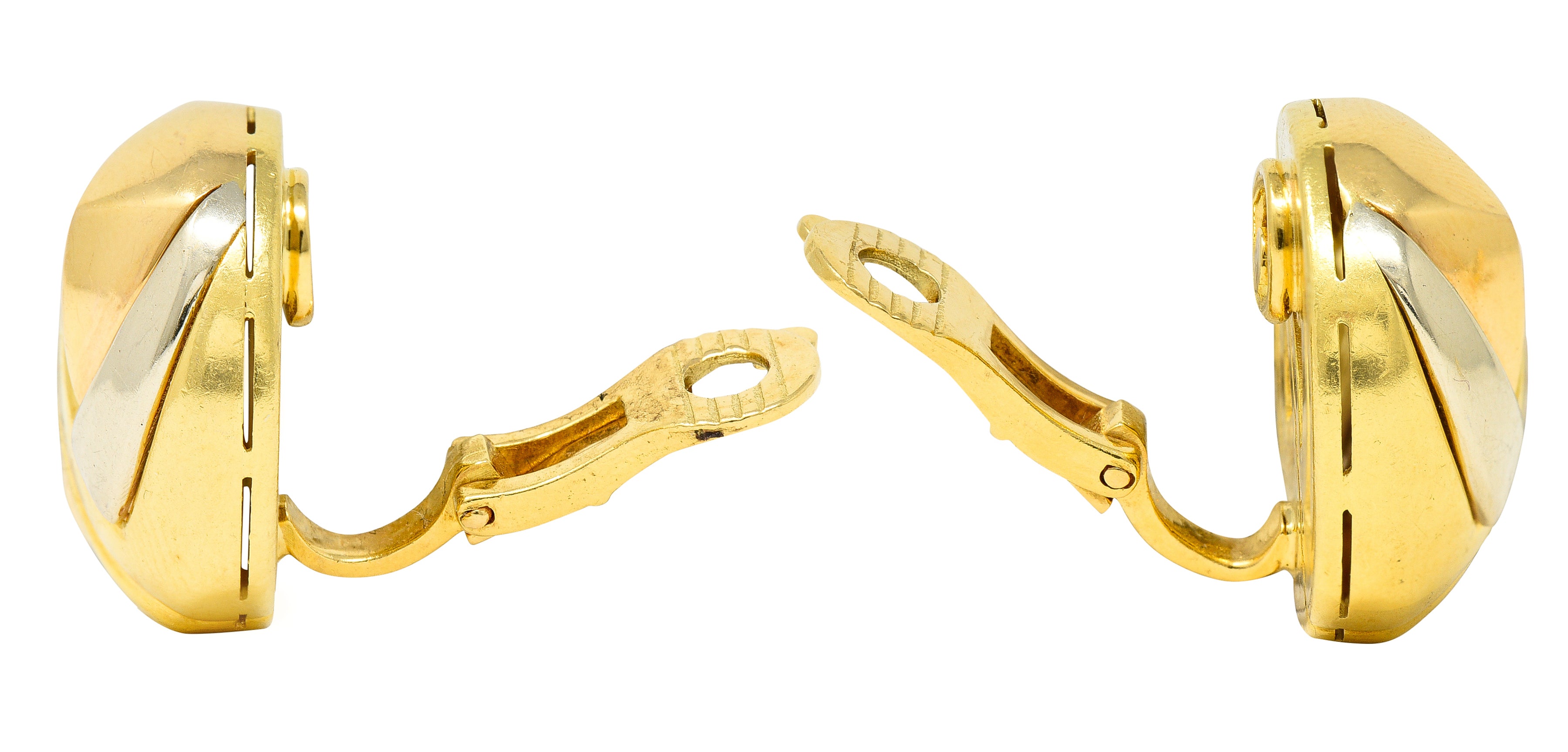 Bulgari Italian 18 Karat Tri-Colored Gold Vintage Ear-Clip EarringsEarrings - Wilson's Estate Jewelry