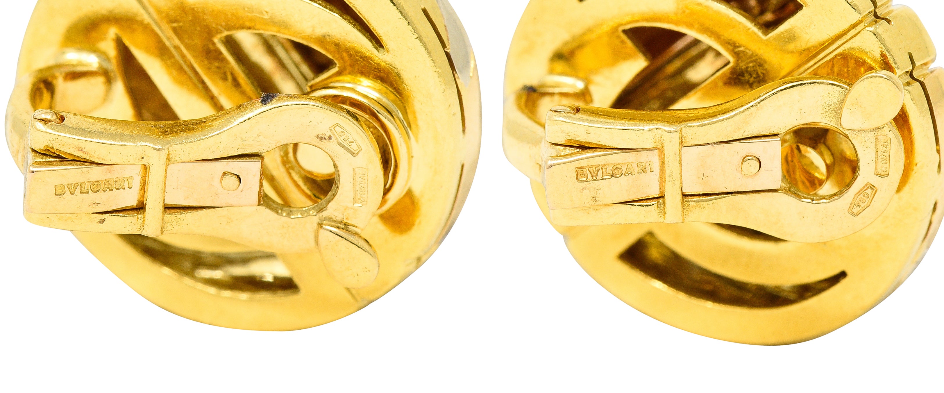 Bulgari Italian 18 Karat Tri-Colored Gold Vintage Ear-Clip EarringsEarrings - Wilson's Estate Jewelry