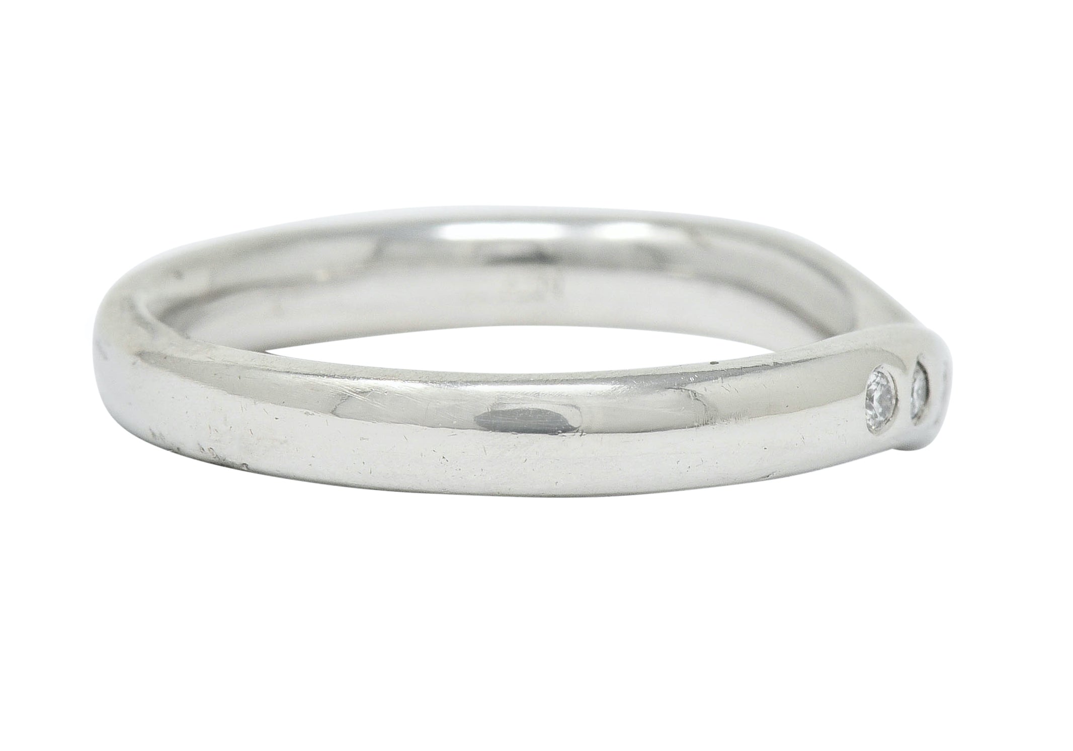 Tiffany & Co. Vintage Diamond Platinum Chevron Contour Band Ring - Wilson's Estate Jewelry