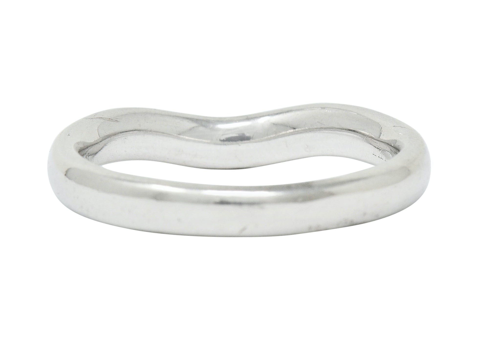 Tiffany & Co. Vintage Diamond Platinum Chevron Contour Band Ring - Wilson's Estate Jewelry