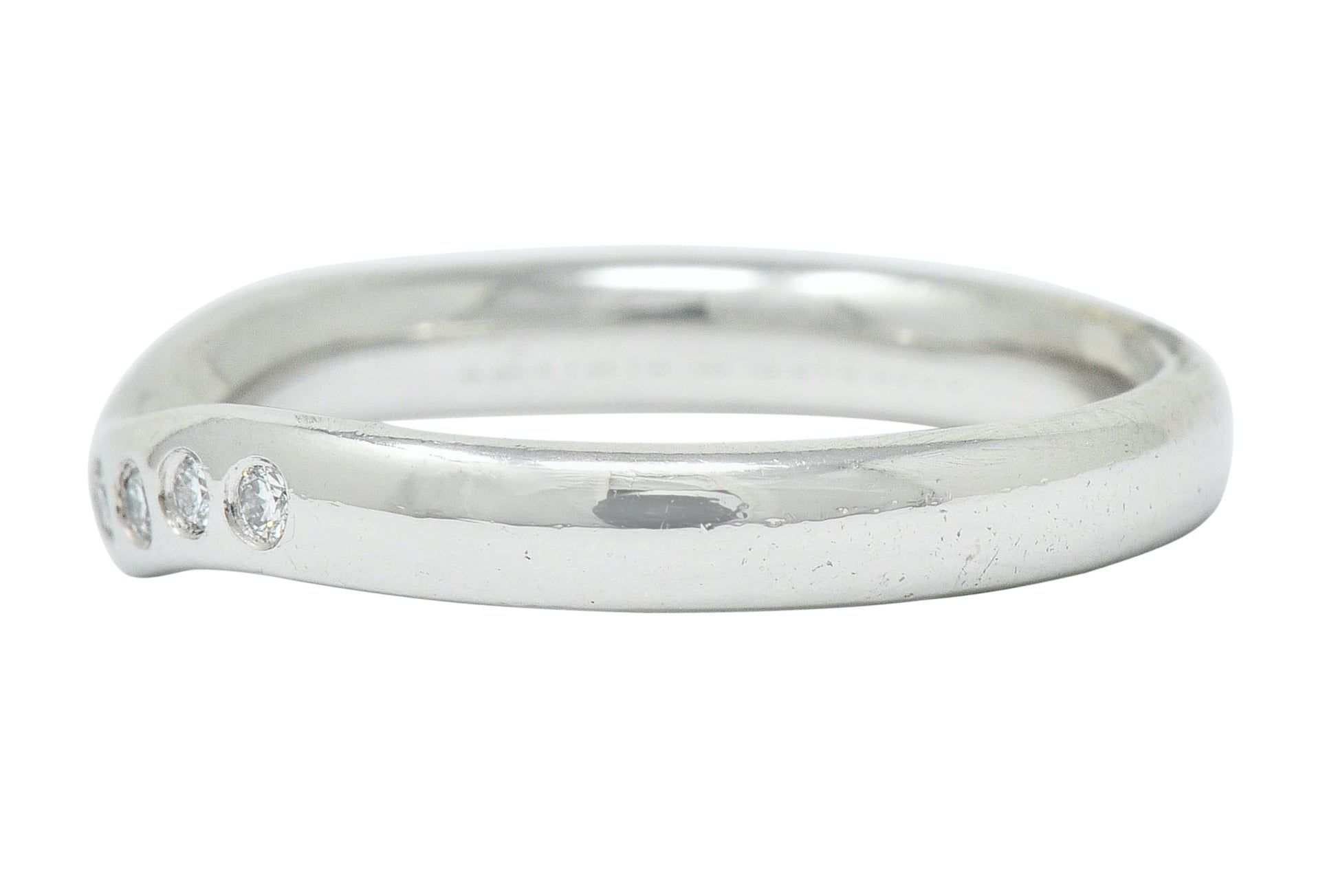 Tiffany & Co. Vintage Diamond Platinum Chevron Contour Band Ring - Wilson's Estate Jewelry