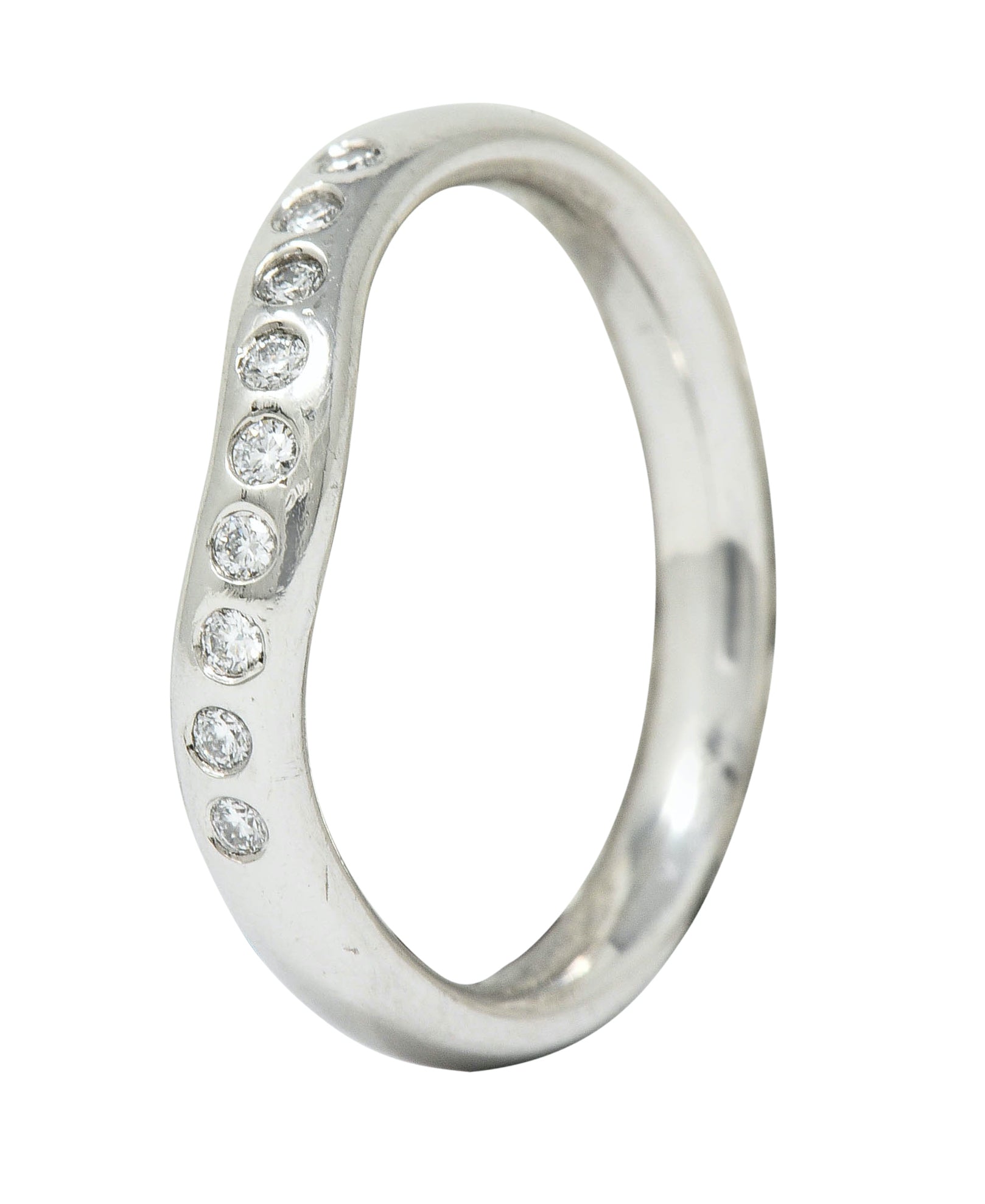 Tiffany & Co. Vintage Diamond Platinum Chevron Contour Band Ring - Wilson's Estate Jewelry