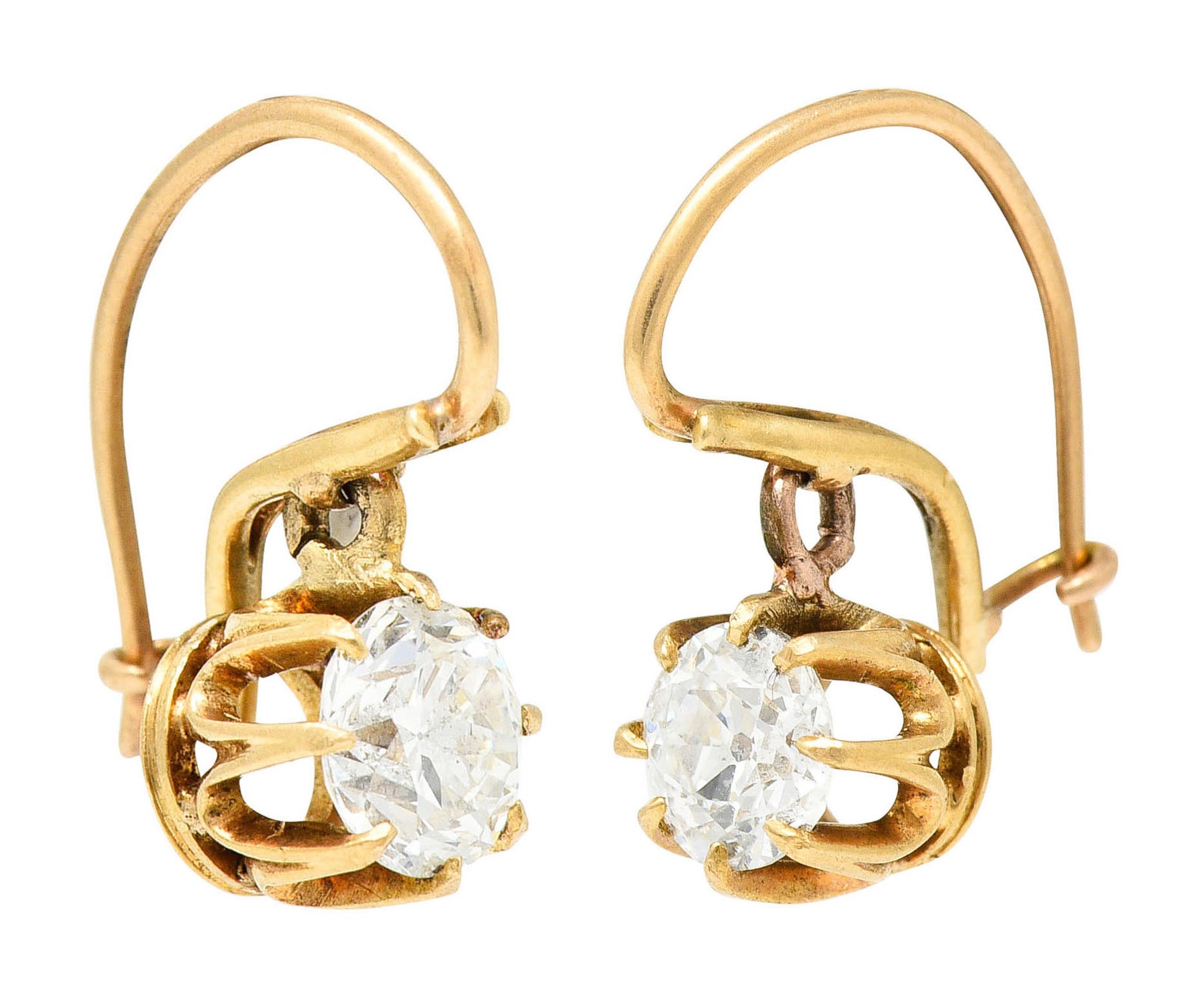 Victorian 1.25 CTW Diamond 14 Karat Gold Drop EarringsEarrings - Wilson's Estate Jewelry