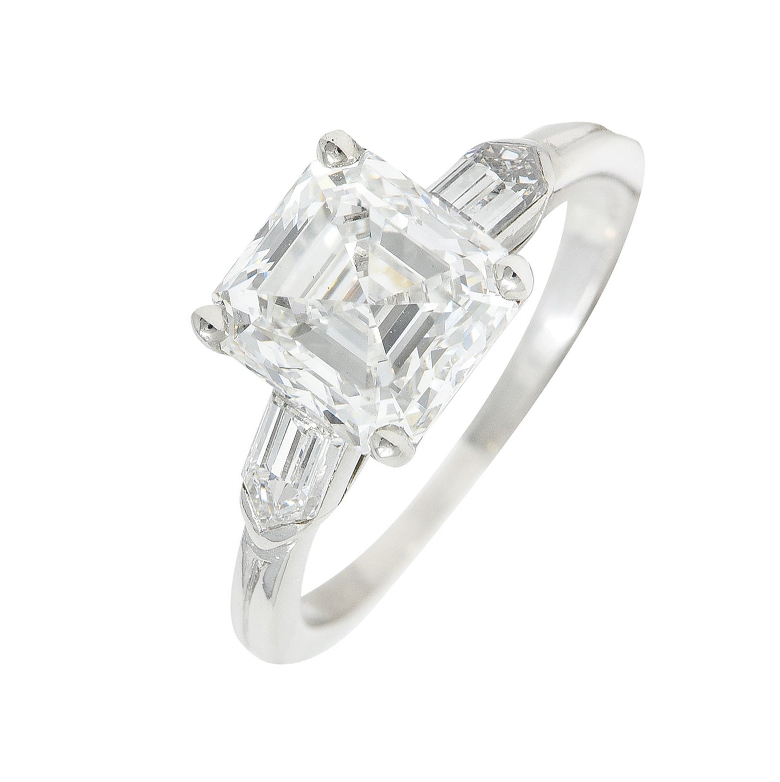 Tiffany & Co. 4.28 CTW Asscher Diamond Platinum Engagement RingRing - Wilson's Estate Jewelry