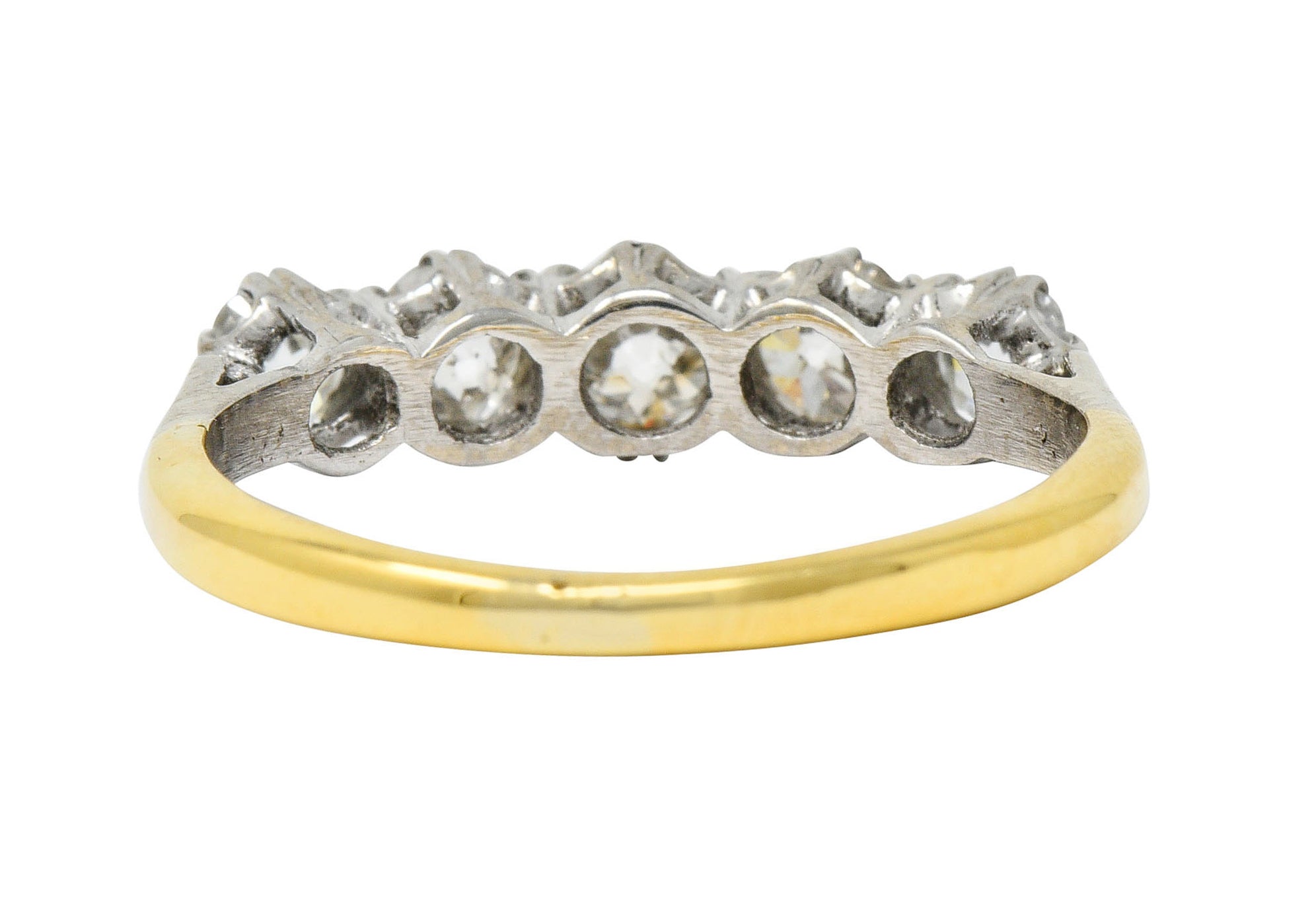 1920's Art Deco 1.00 CTW Diamond Platinum 14 Karat Gold Five Stone Band RingRing - Wilson's Estate Jewelry