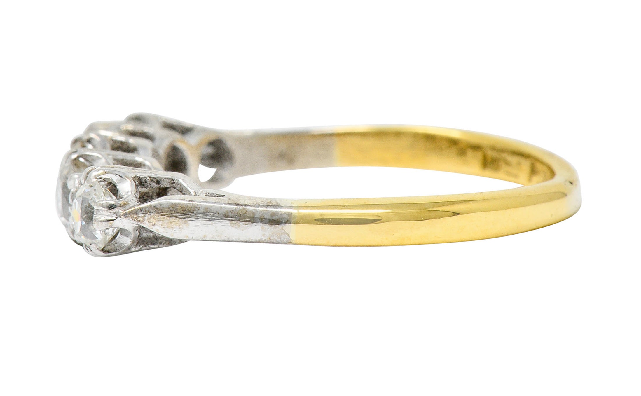 1920's Art Deco 1.00 CTW Diamond Platinum 14 Karat Gold Five Stone Band RingRing - Wilson's Estate Jewelry