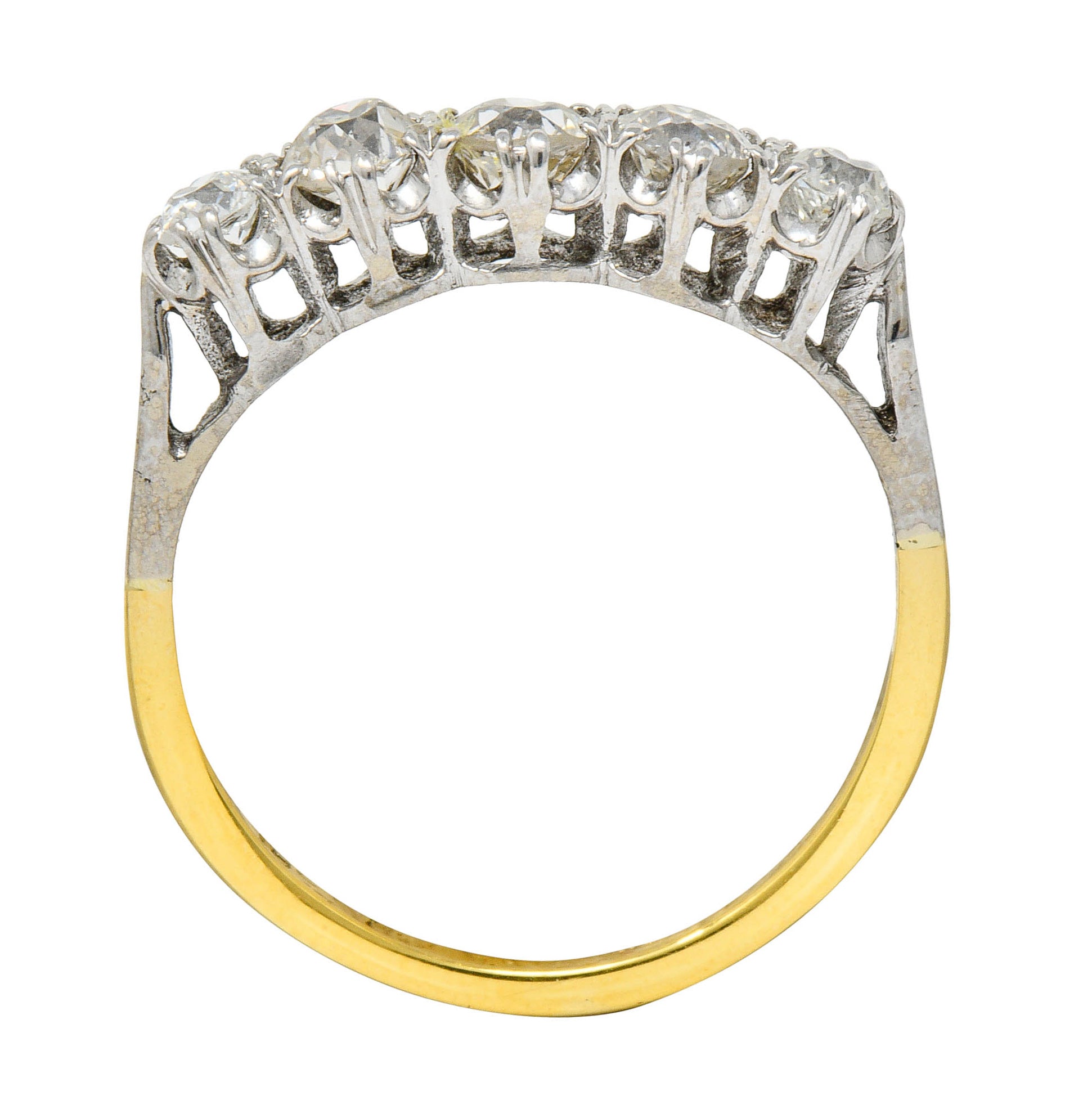 1920's Art Deco 1.00 CTW Diamond Platinum 14 Karat Gold Five Stone Band RingRing - Wilson's Estate Jewelry