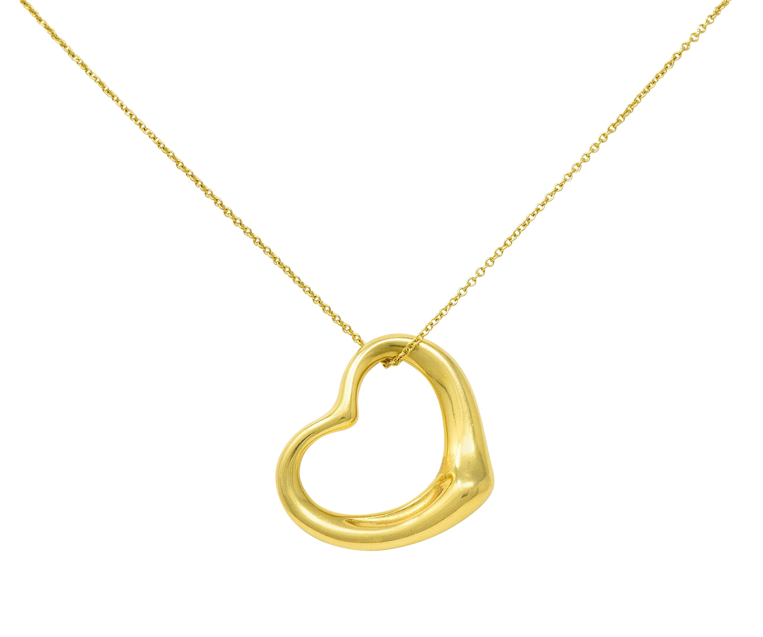 Elsa Peretti Tiffany & Co. 18 Karat Gold 25MM Open Heart Pendant Necklace - Wilson's Estate Jewelry