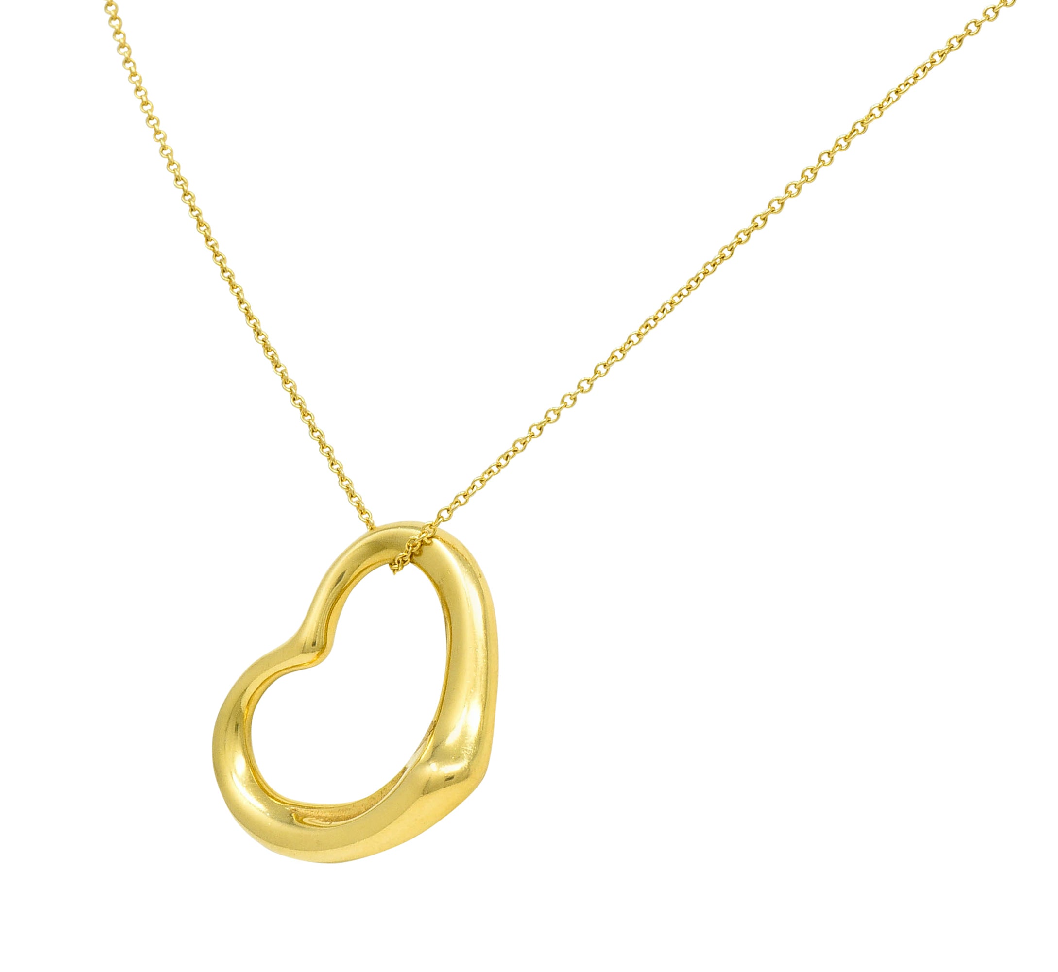 Elsa Peretti Tiffany & Co. 18 Karat Gold 25MM Open Heart Pendant Necklace - Wilson's Estate Jewelry