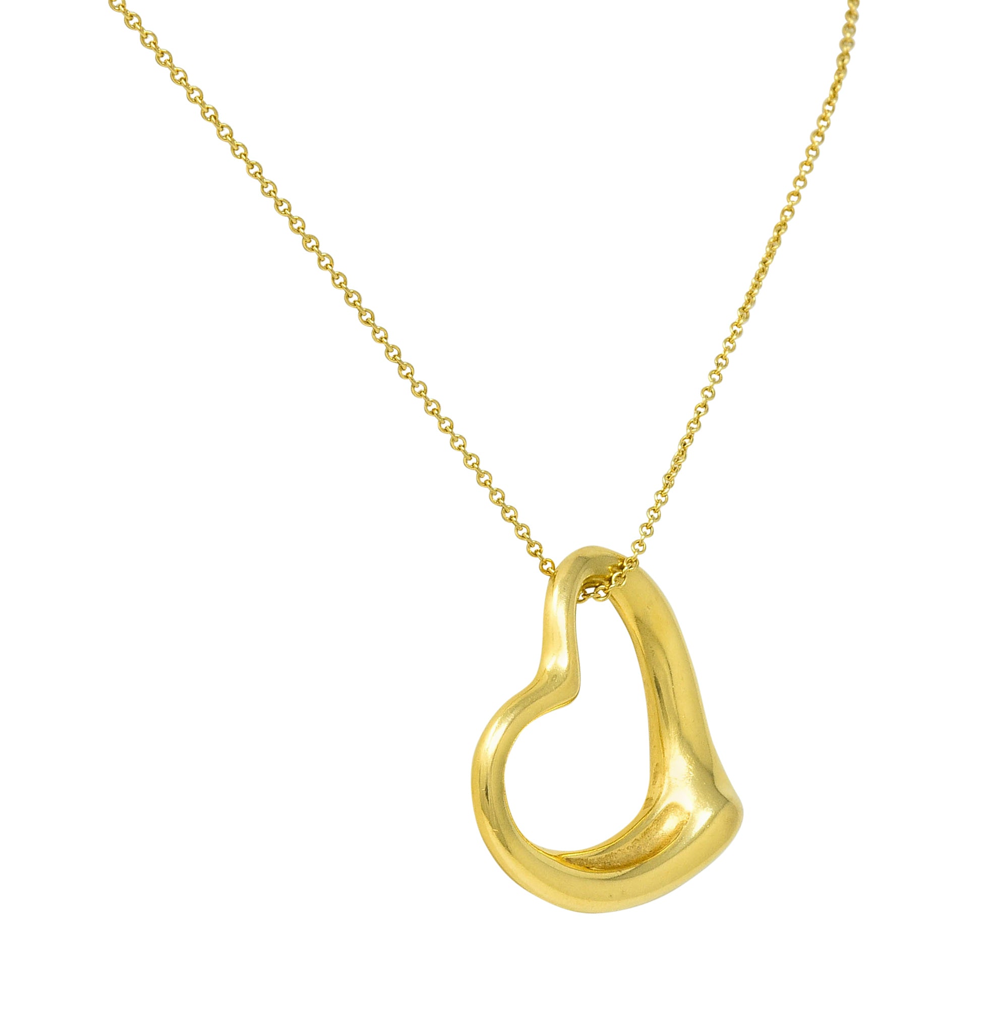 Elsa Peretti Tiffany & Co. 18 Karat Gold 25MM Open Heart Pendant Necklace - Wilson's Estate Jewelry